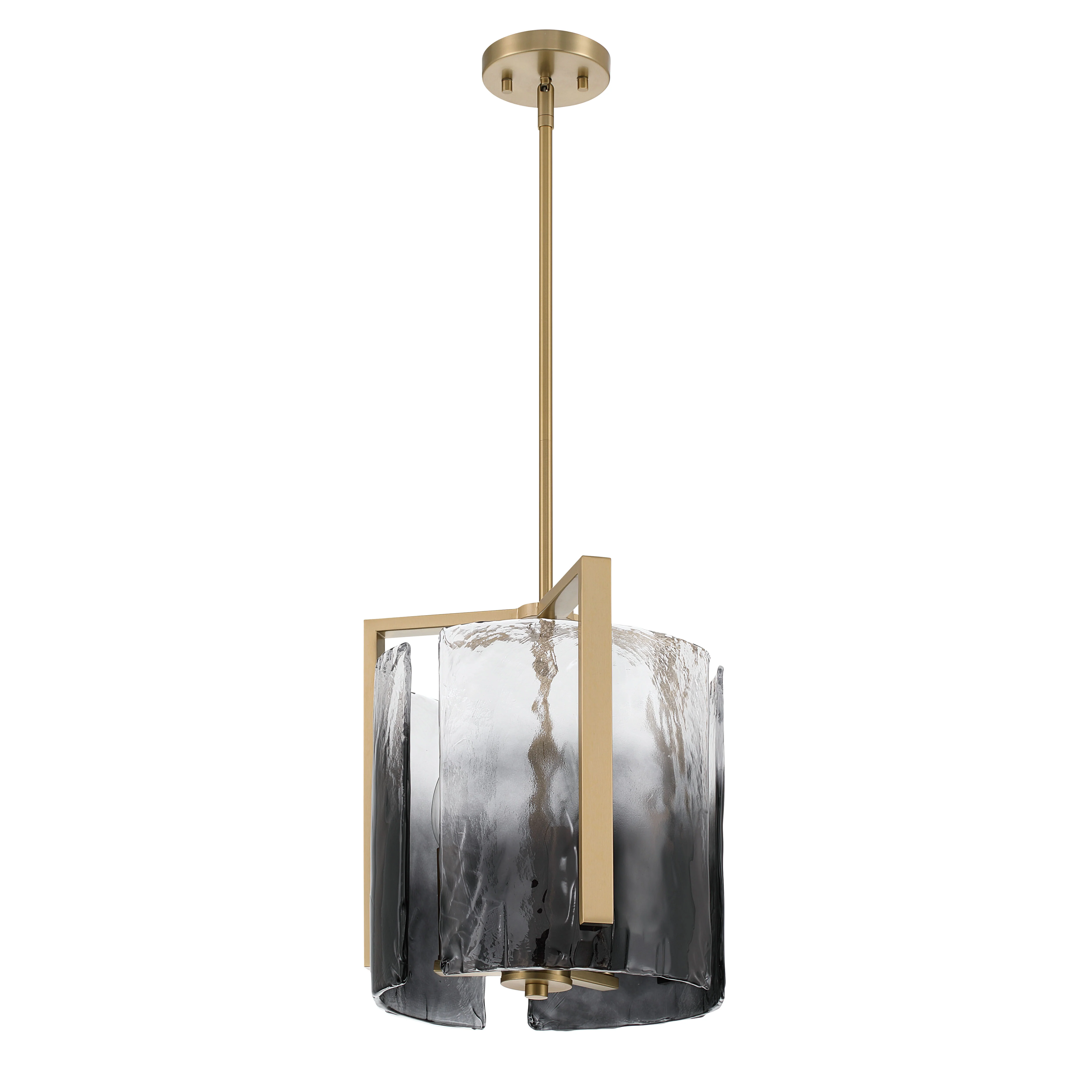 Aenon 3-light Pendant in Brushed Champagne Brass with Smokey Water Glass - Image 2