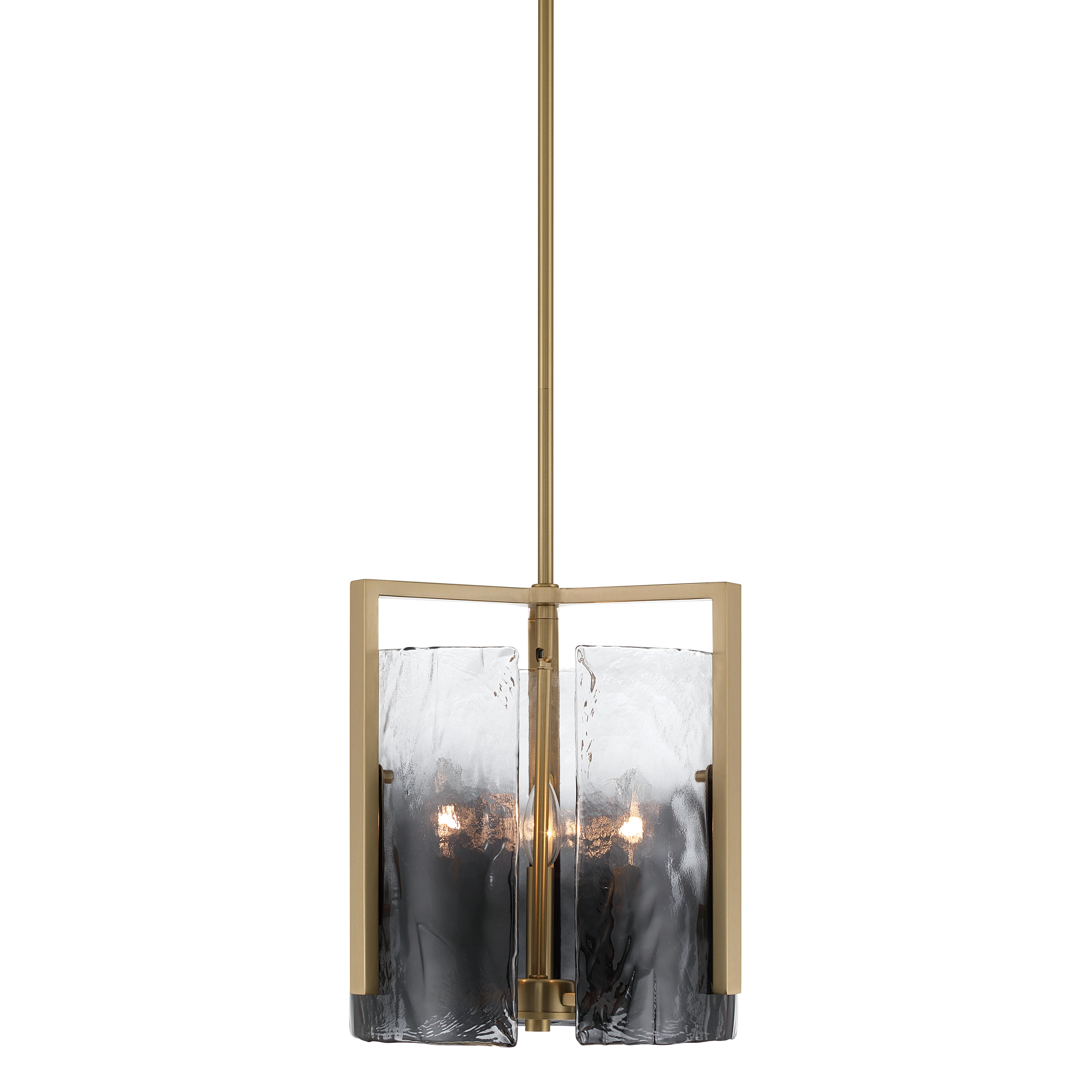 Aenon 3-light Pendant in Brushed Champagne Brass with Smokey Water Glass - Image 3