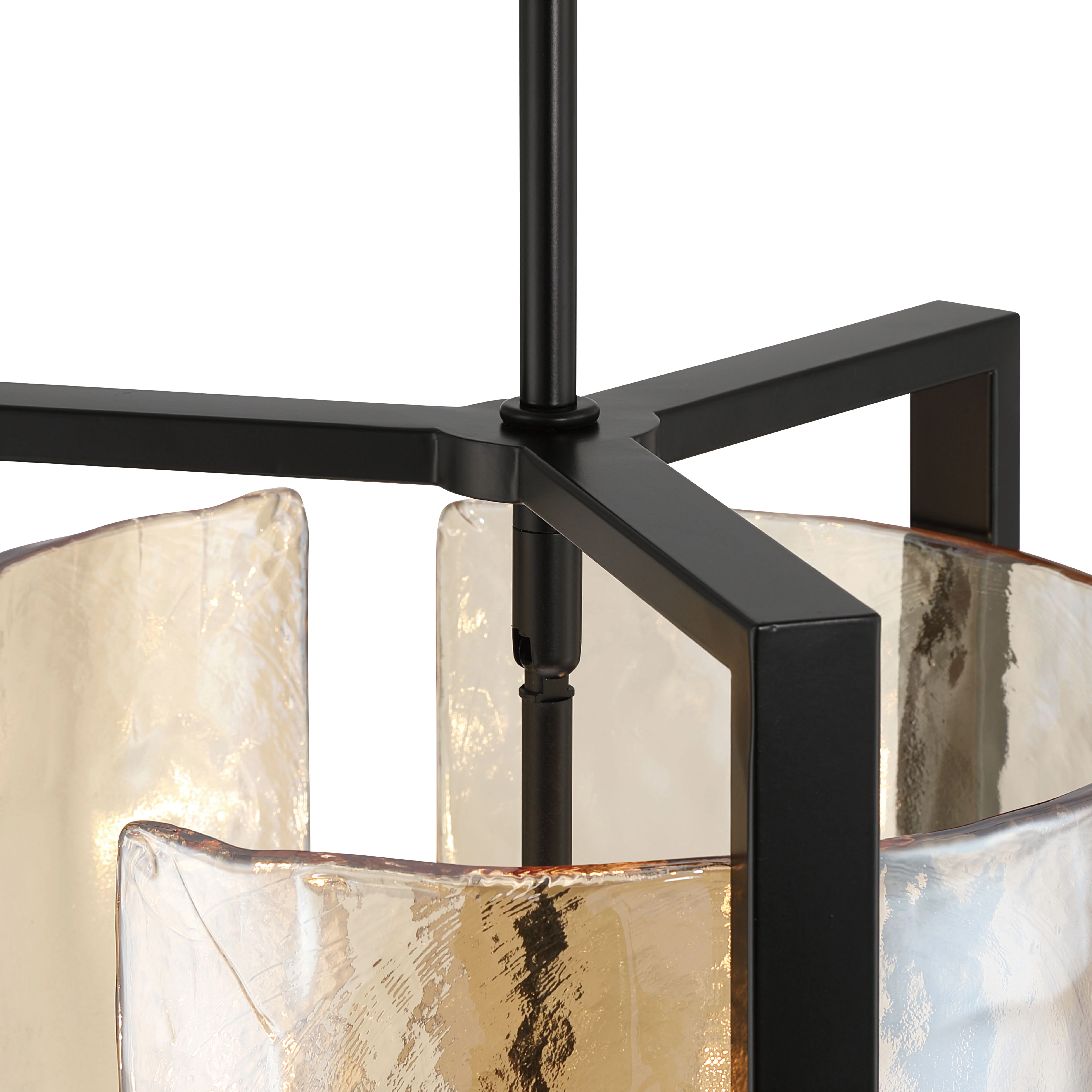 Aenon 3-light Pendant in Matte Black with Amber Water Glass - Image 7