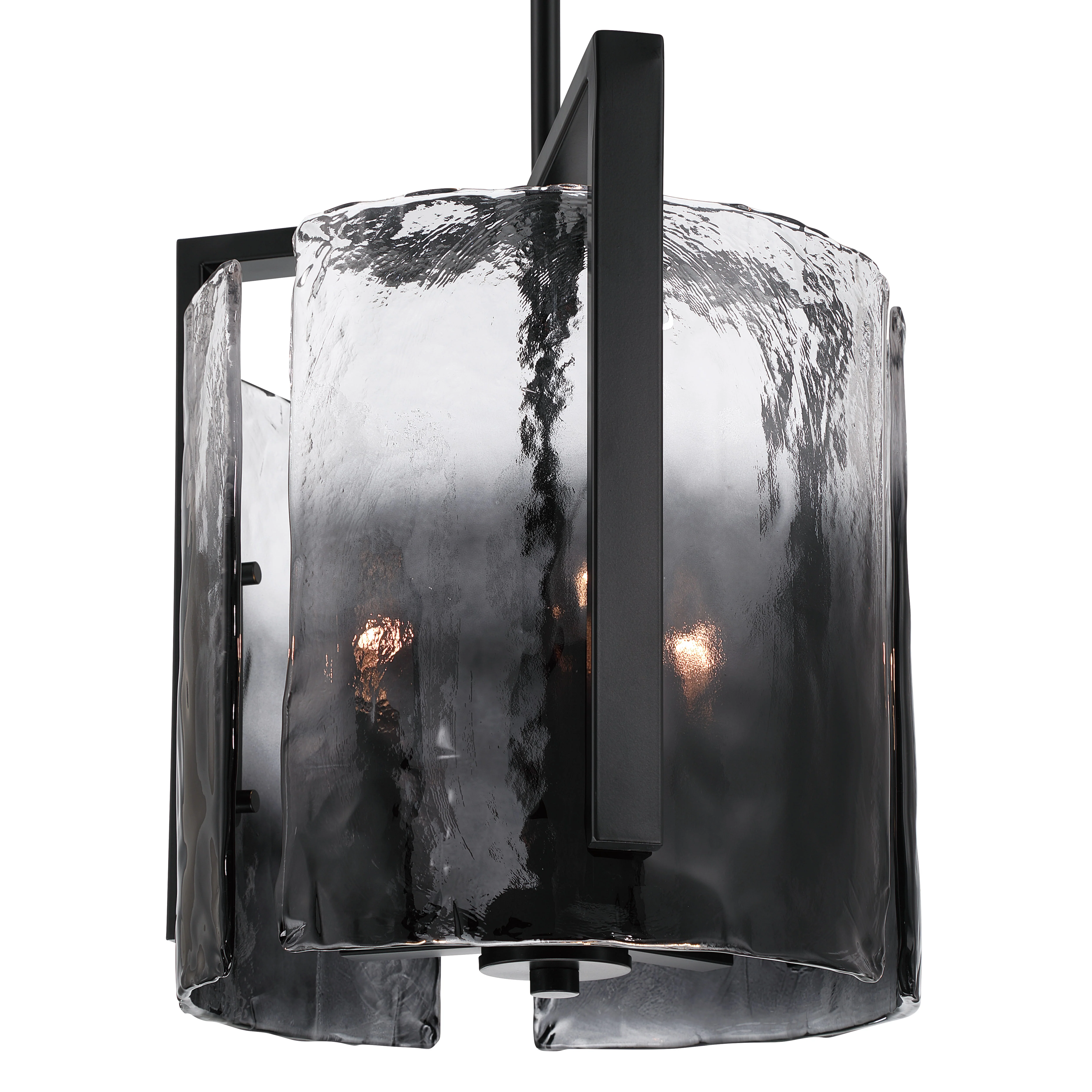 Aenon 3-light Pendant in Matte Black with Smokey Water Glass