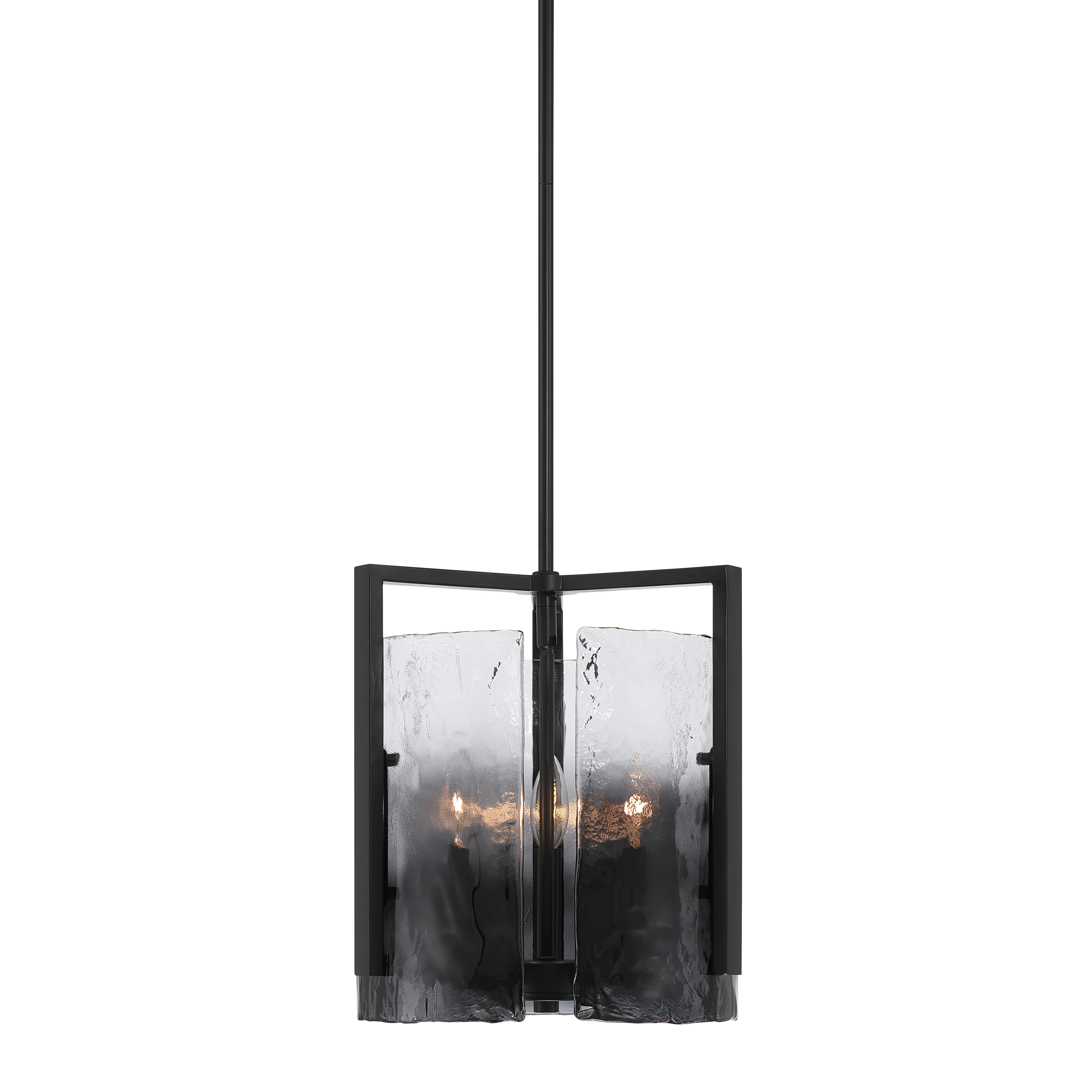 Aenon 3-light Pendant in Matte Black with Smokey Water Glass - Image 3