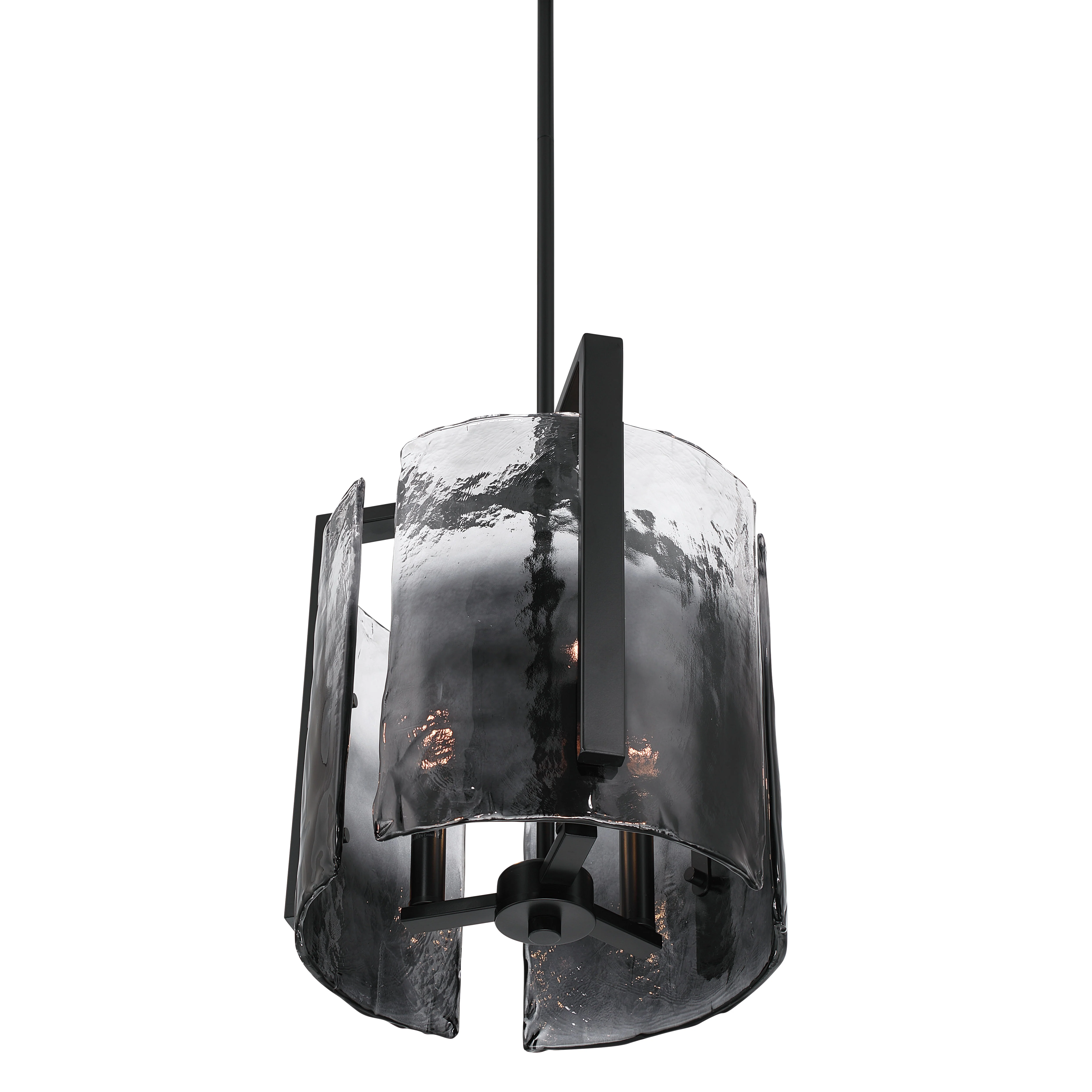 Aenon 3-light Pendant in Matte Black with Smokey Water Glass - Image 4