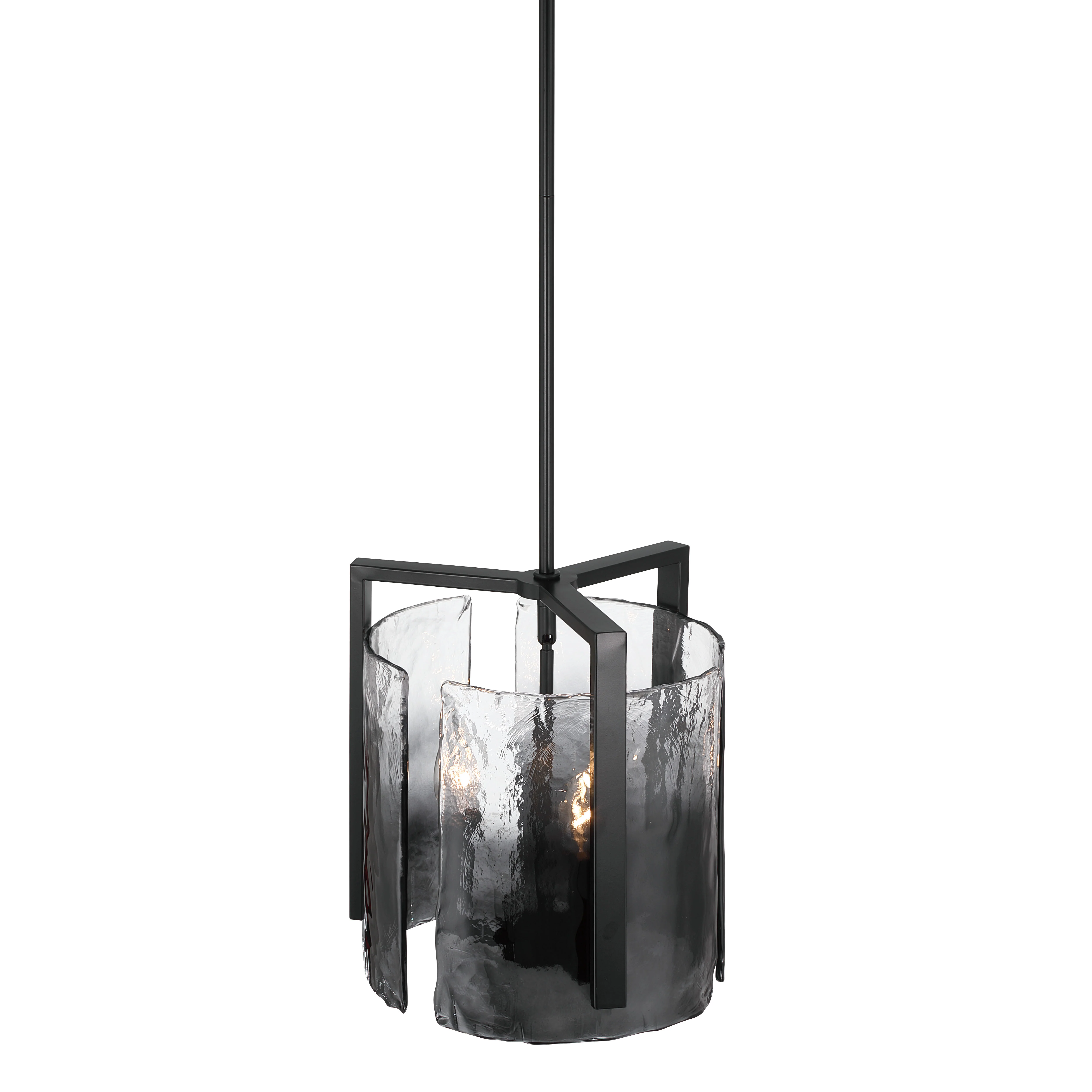 Aenon 3-light Pendant in Matte Black with Smokey Water Glass - Image 5