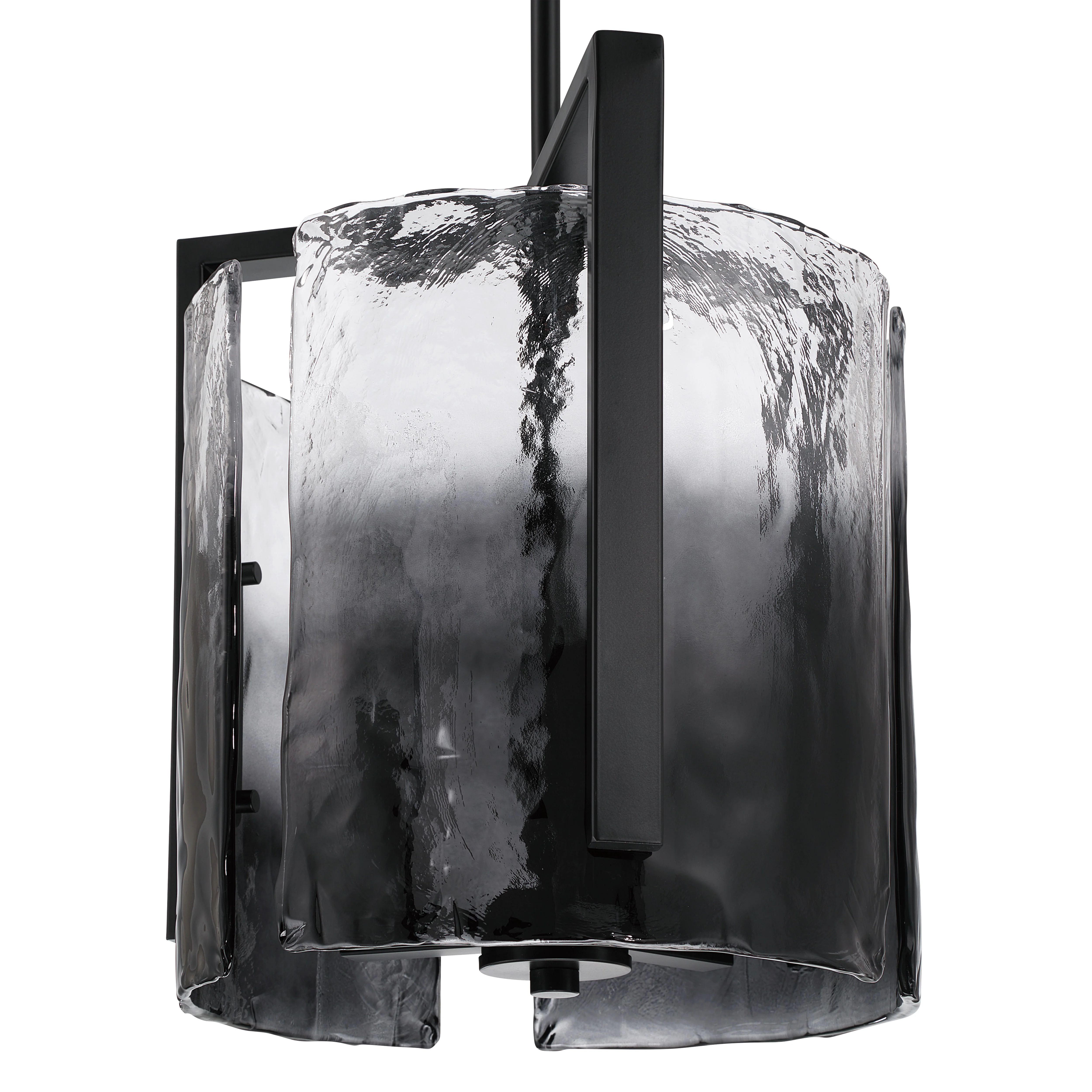 Aenon 3-light Pendant in Matte Black with Smokey Water Glass - Image 7