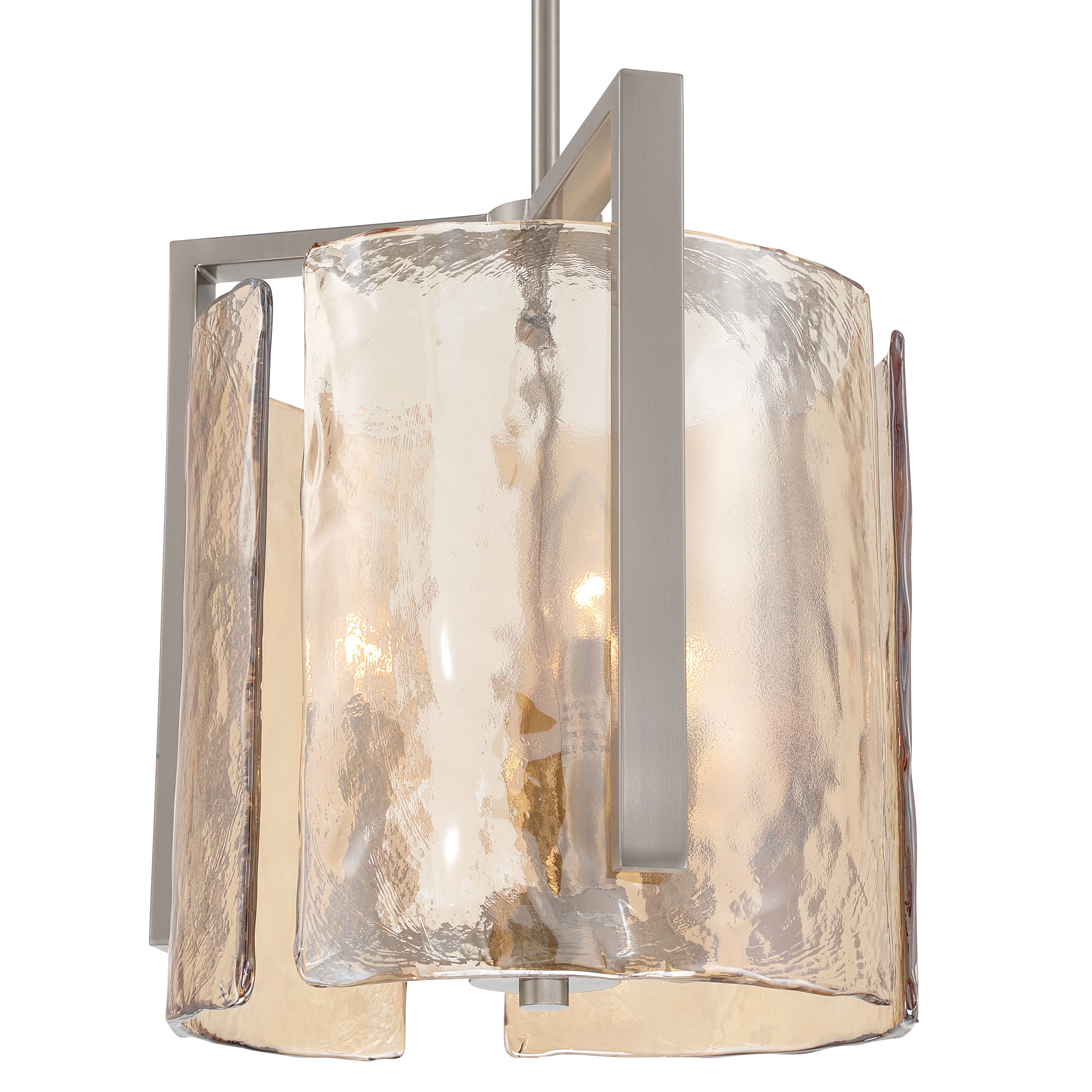 Aenon 3-light Pendant in Pewter with Amber Water Glass