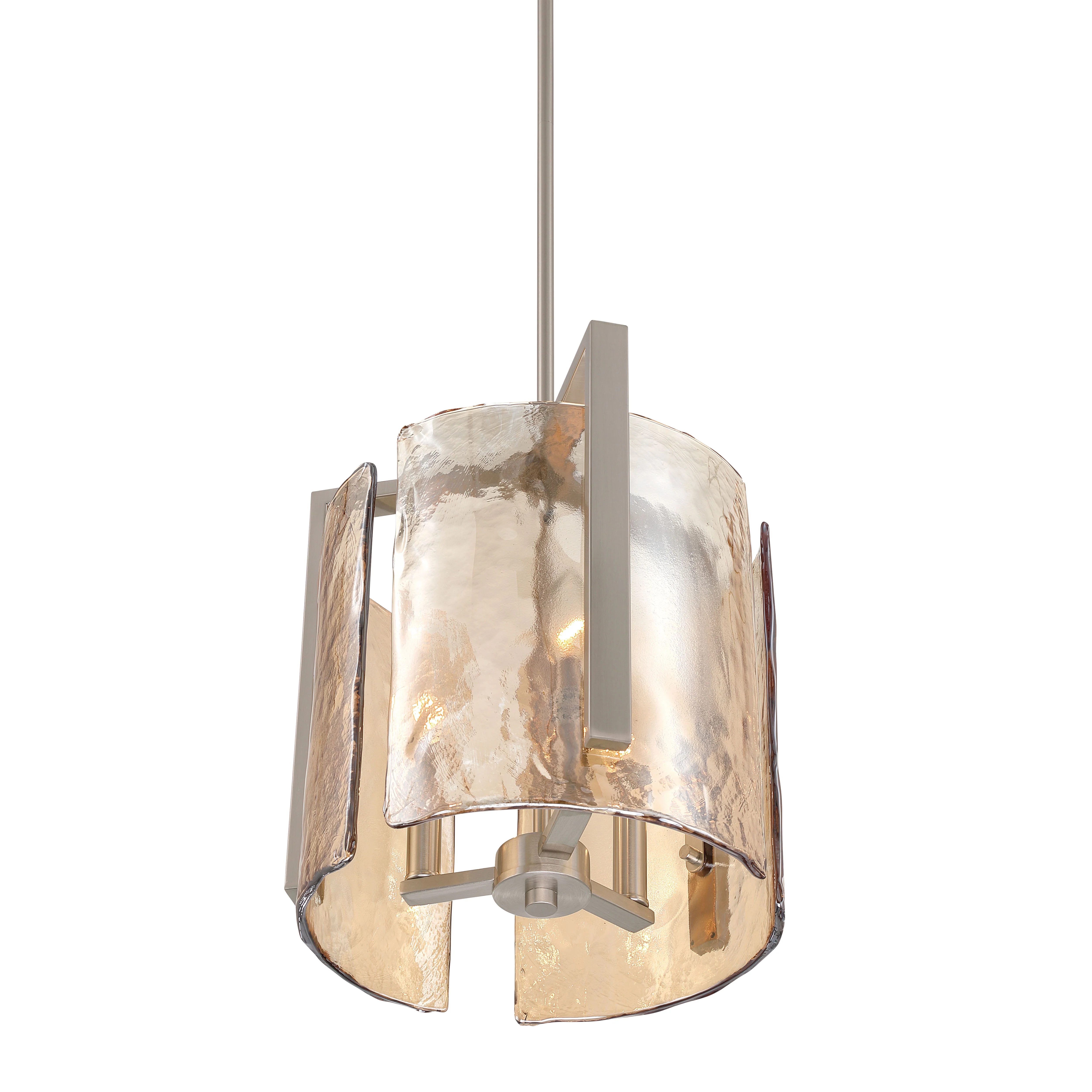 Aenon 3-light Pendant in Pewter with Amber Water Glass - Image 4