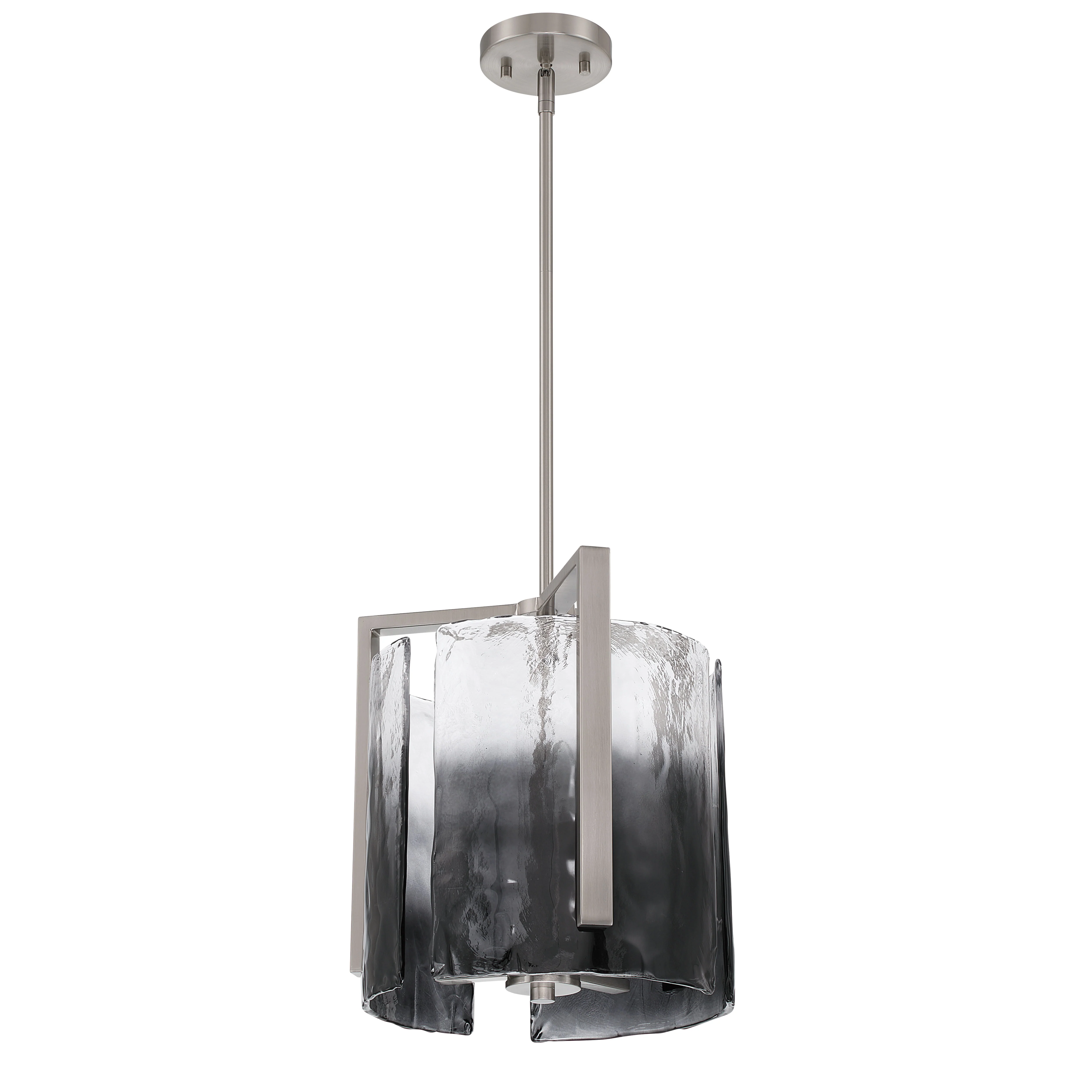 Aenon 3-light Pendant in Pewter with Smokey Water Glass - Image 2