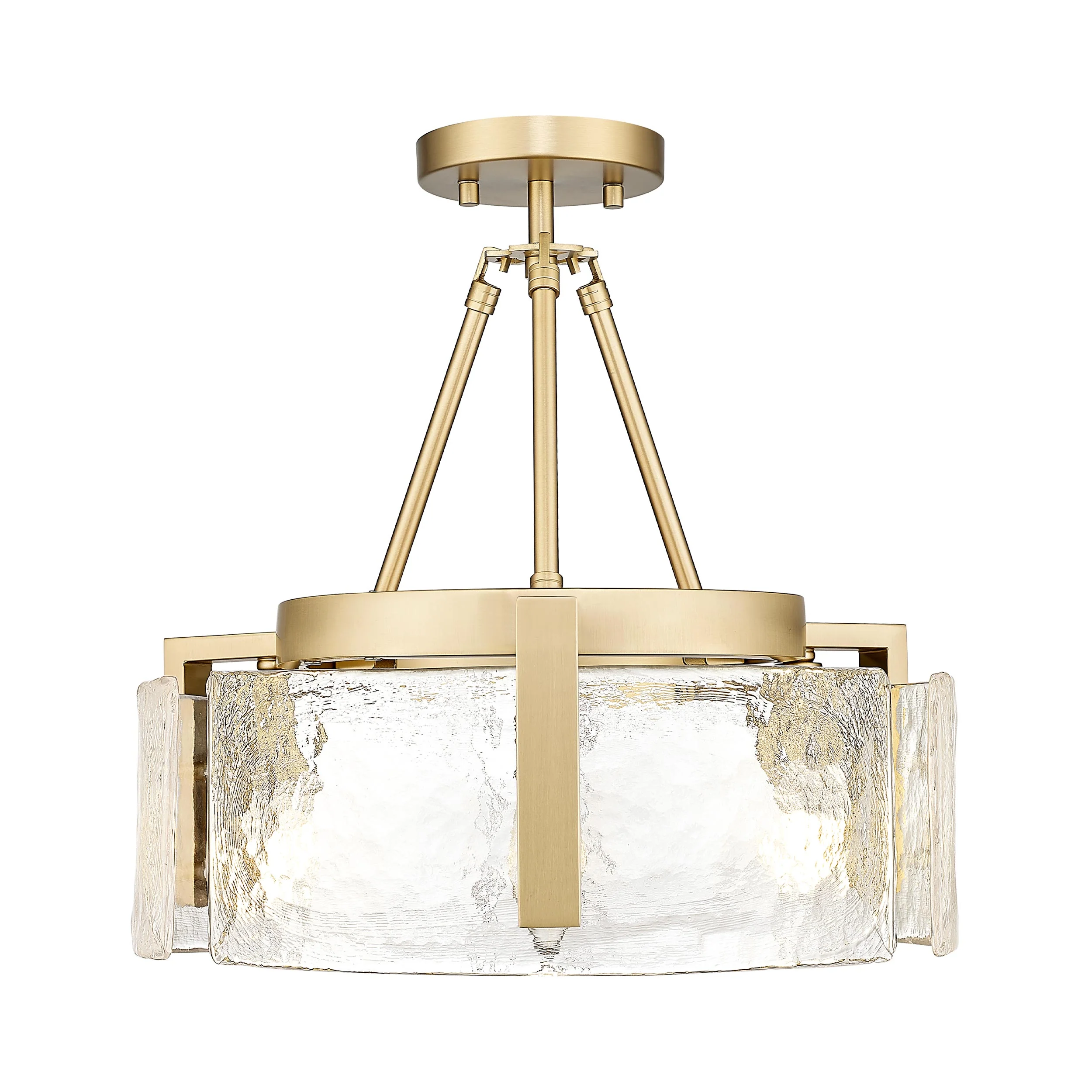 Aenon 3-light Semi-Flush Mount in Brushed Champagne Brass