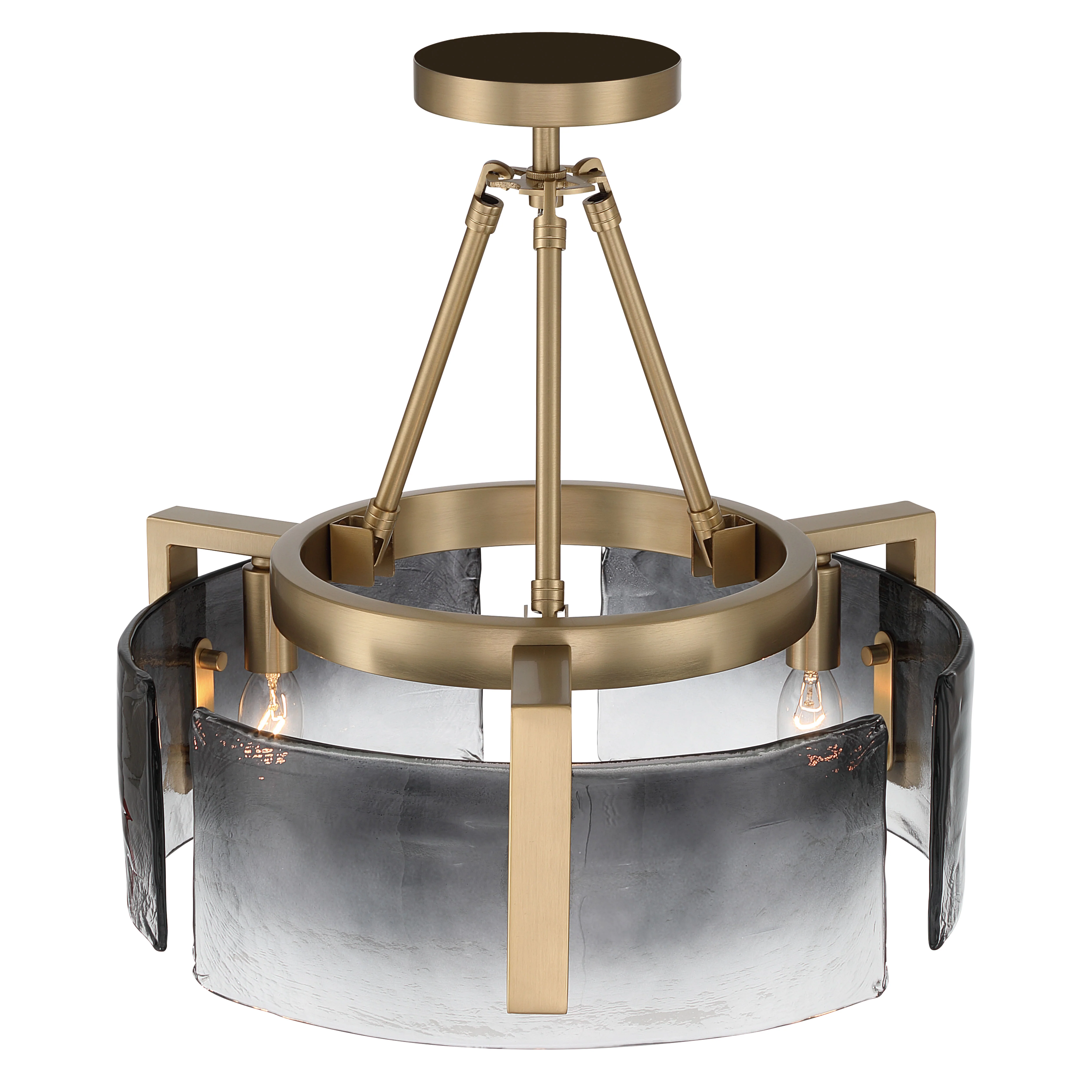 Aenon 3-light Semi-Flush Mount in Brushed Champagne Brass with Smokey Water Glass - Image 5