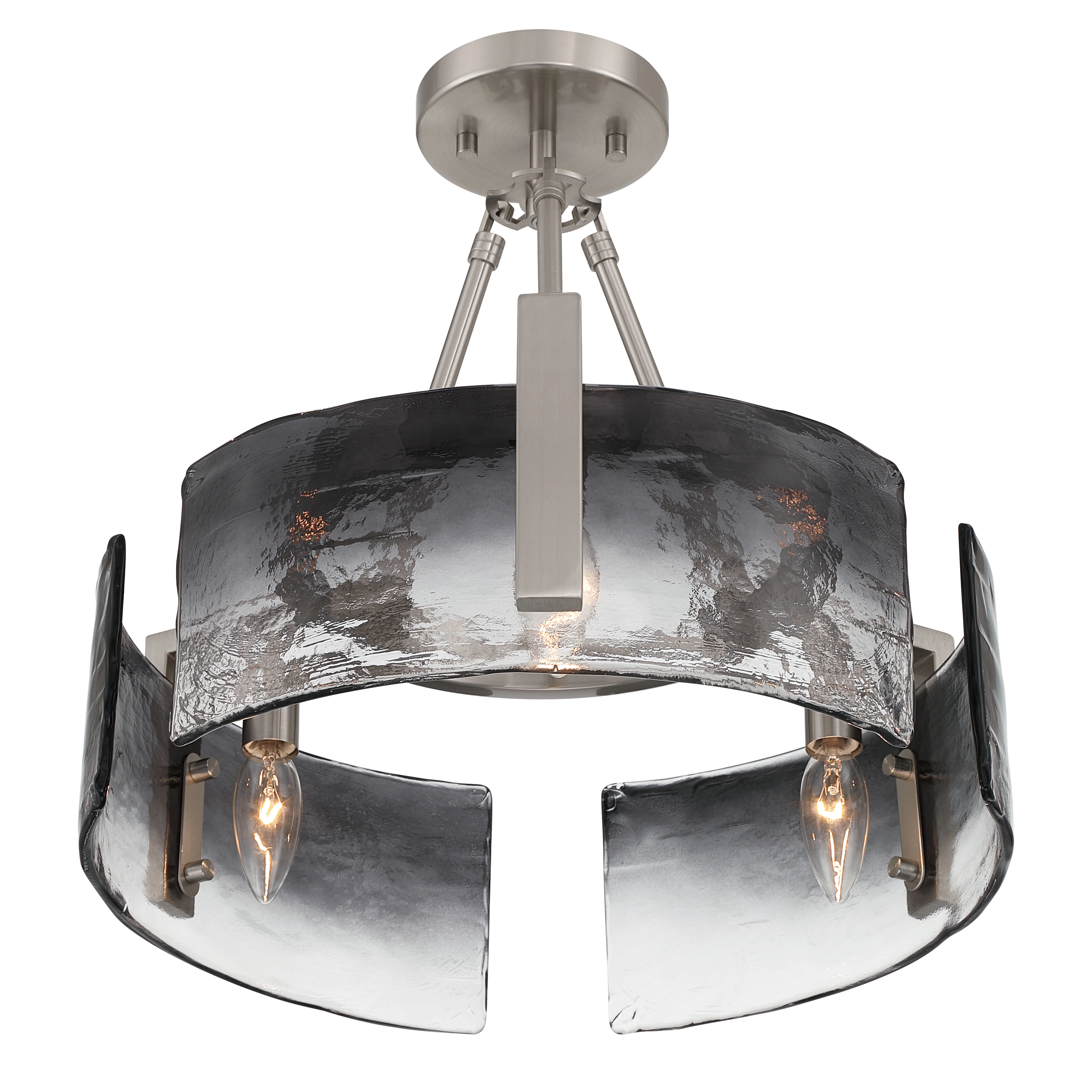 Aenon 3-light Semi-Flush Mount in Pewter with Smokey Water Glass - Image 4