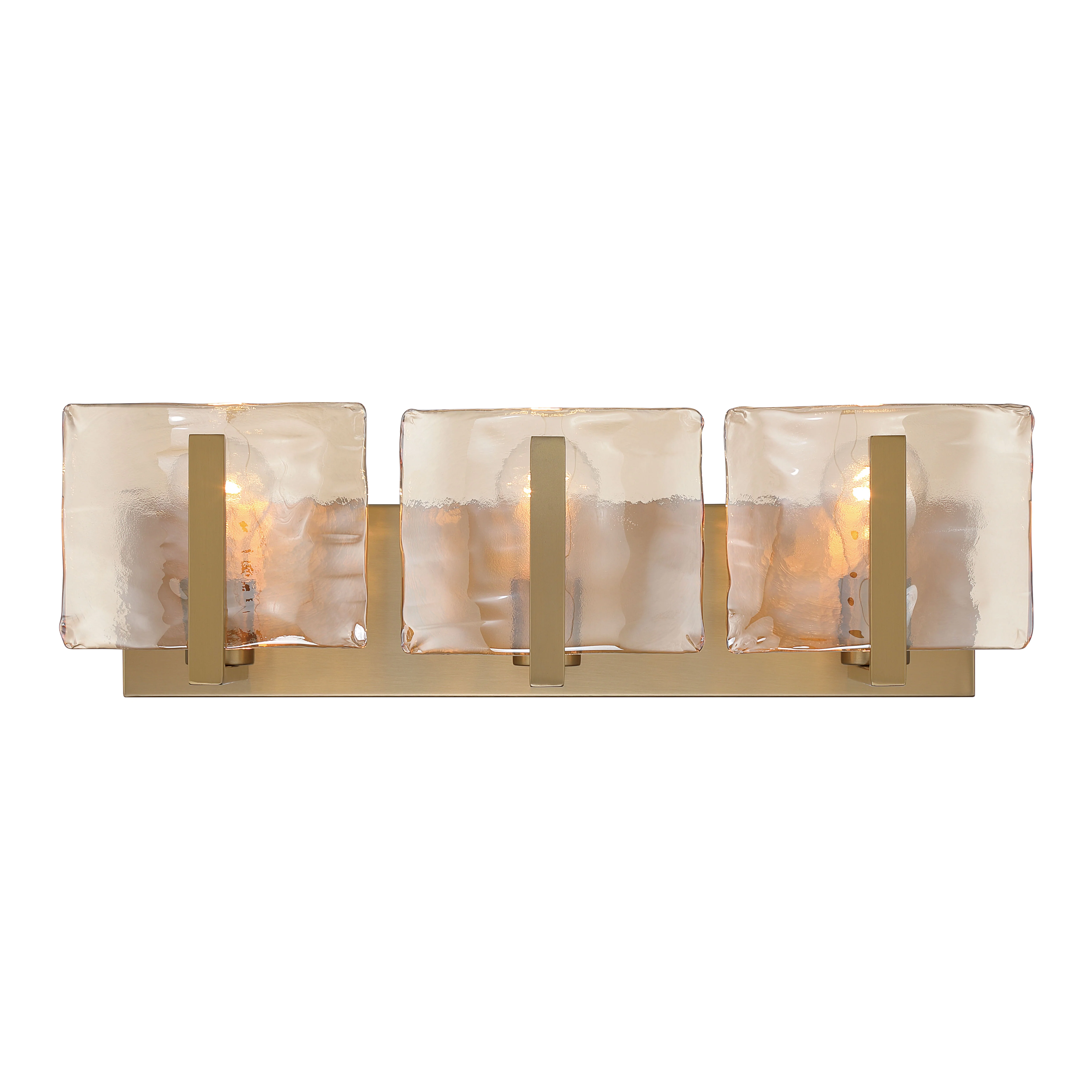 Aenon 3-light Vanity in Brushed Champagne Brass with Amber Water Glass - Image 3