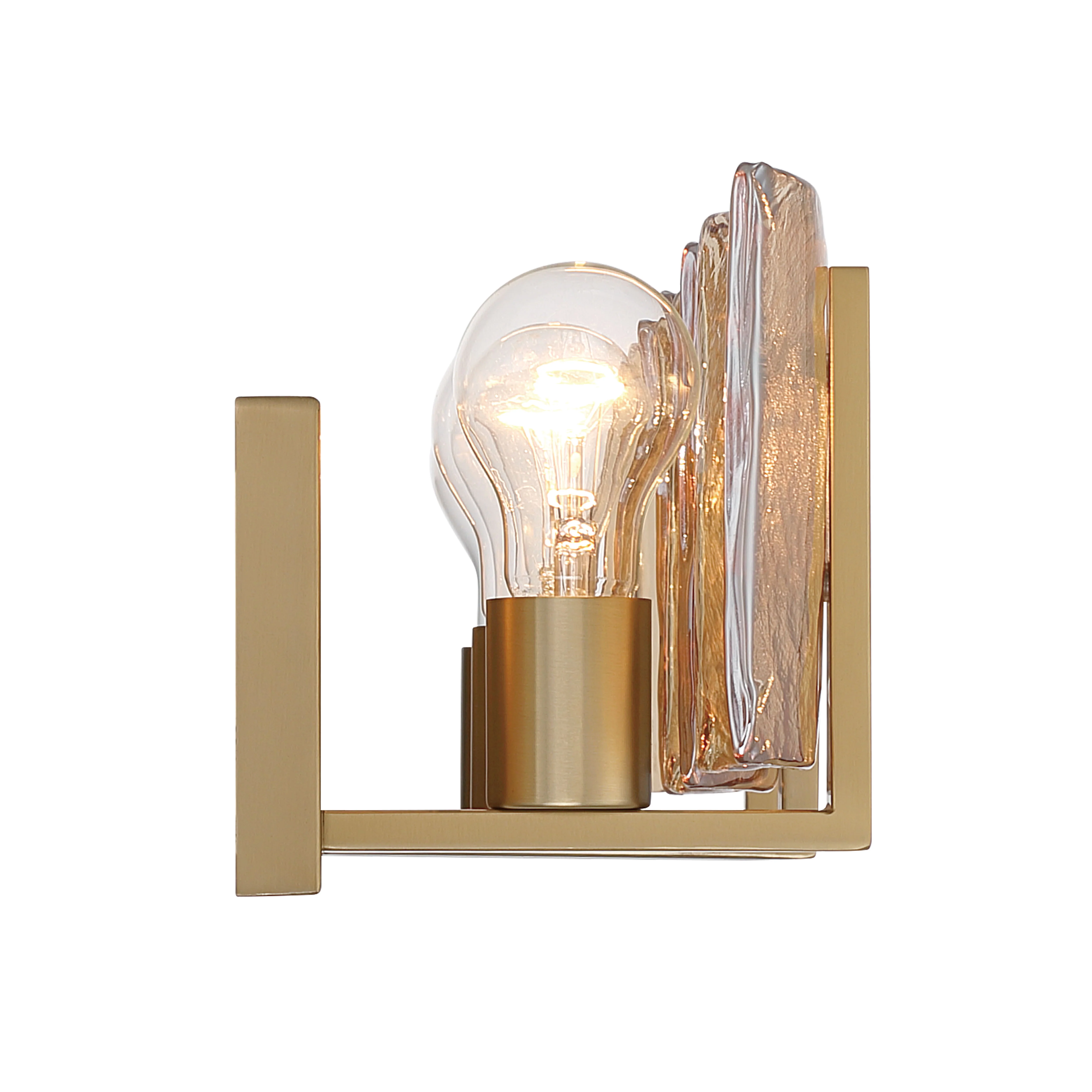 Aenon 3-light Vanity in Brushed Champagne Brass with Amber Water Glass - Image 4