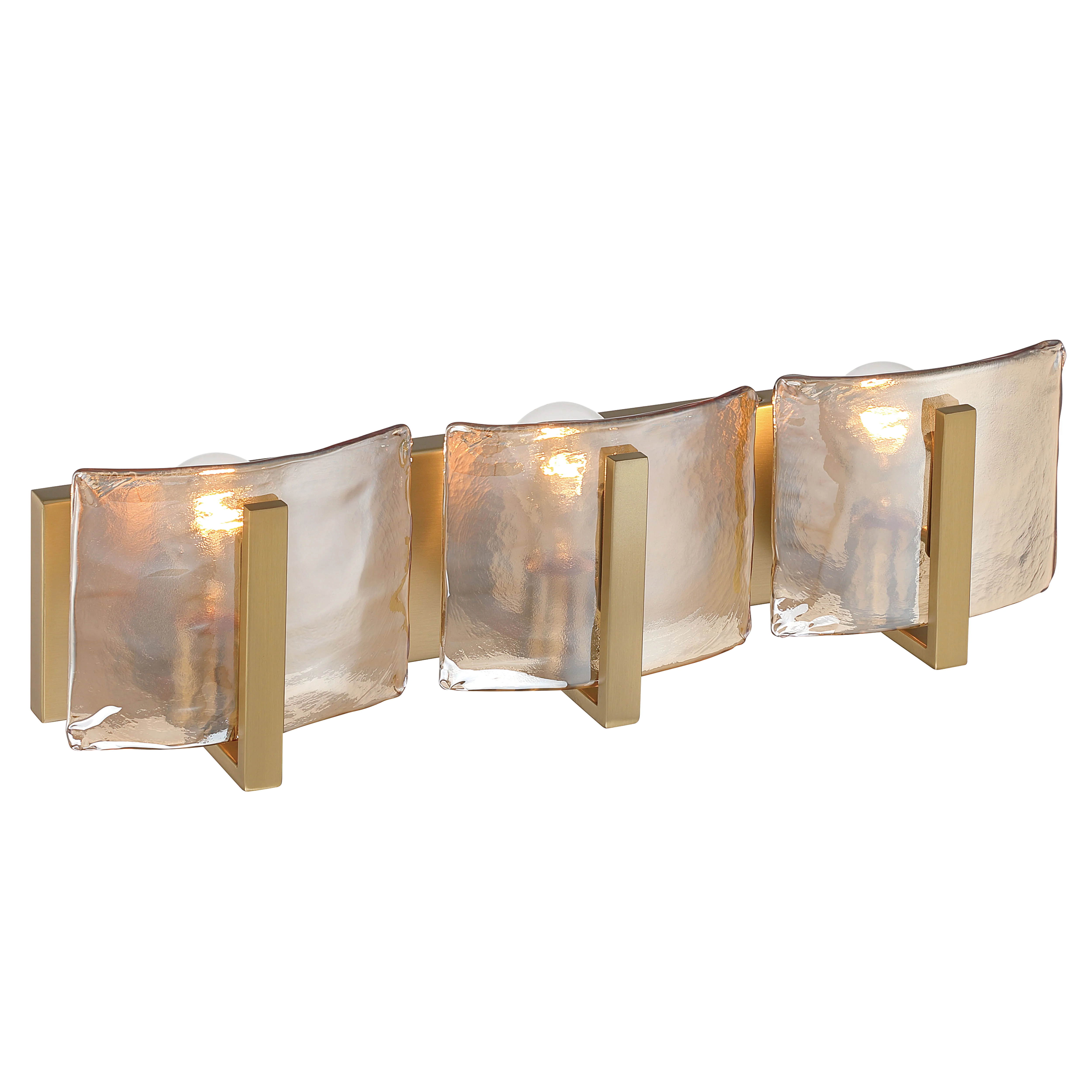 Aenon 3-light Vanity in Brushed Champagne Brass with Amber Water Glass - Image 5