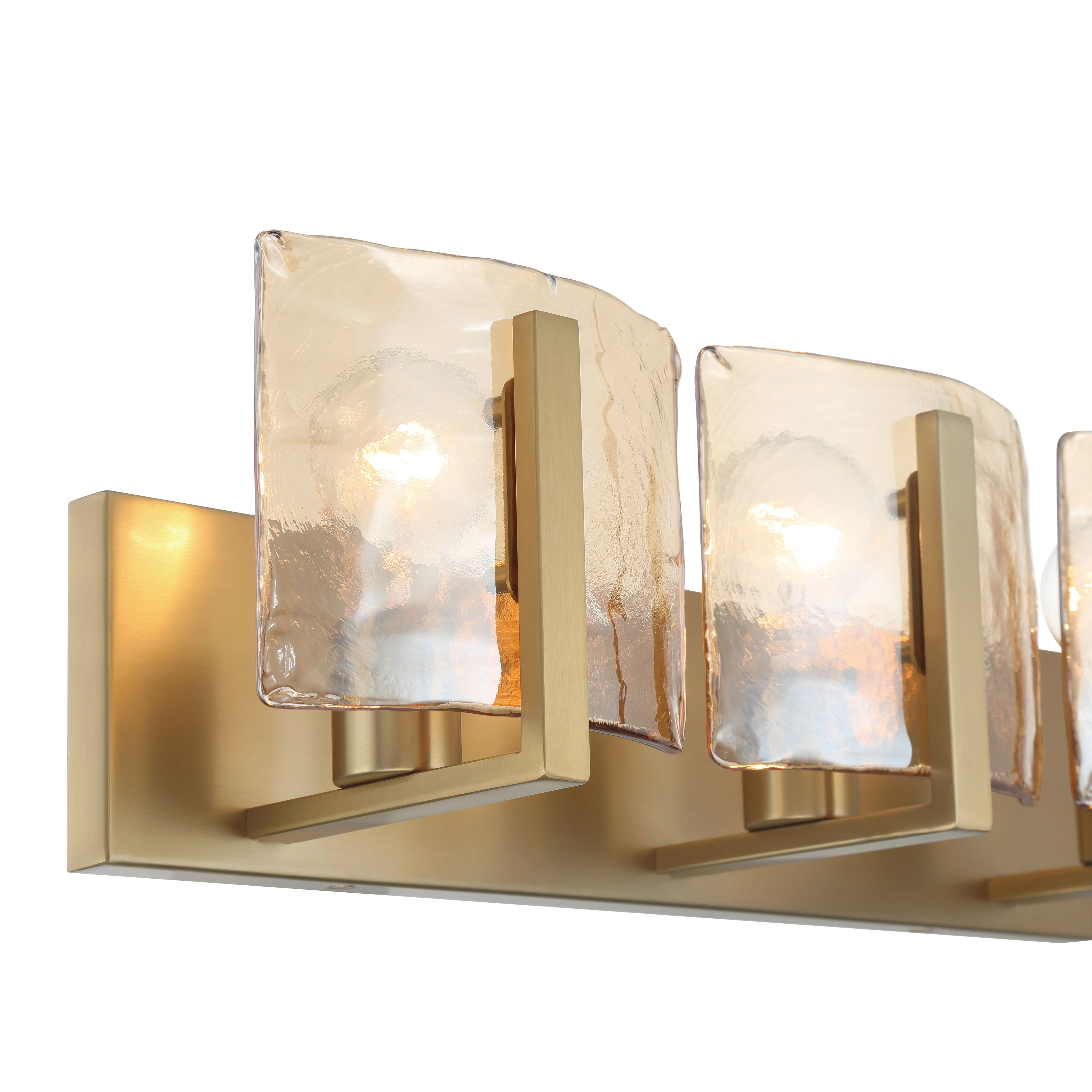 Aenon 3-light Vanity in Brushed Champagne Brass with Amber Water Glass - Image 7