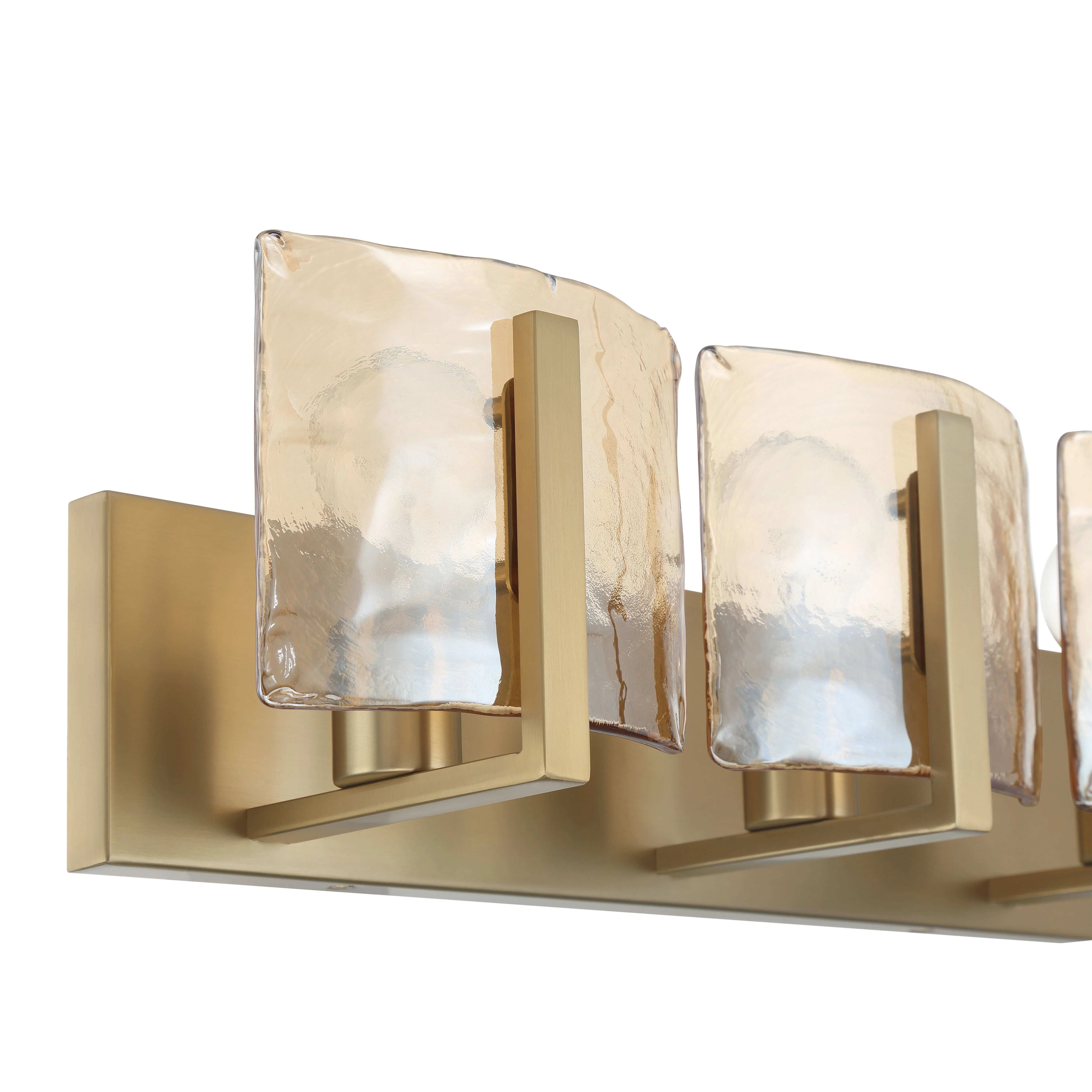 Aenon 3-light Vanity in Brushed Champagne Brass with Amber Water Glass - Image 8