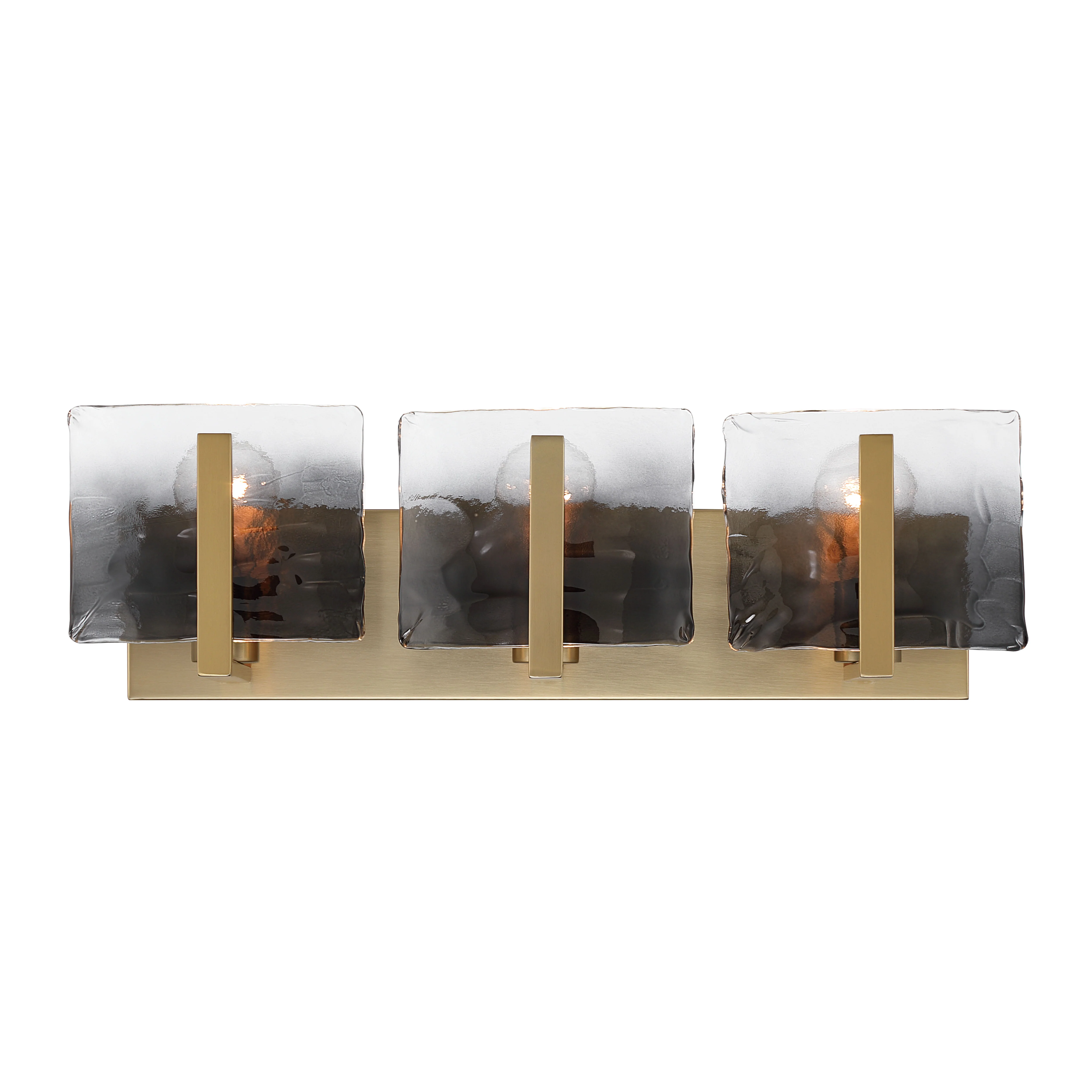 Aenon 3-light Vanity in Brushed Champagne Brass with Smokey Water Glass - Image 3