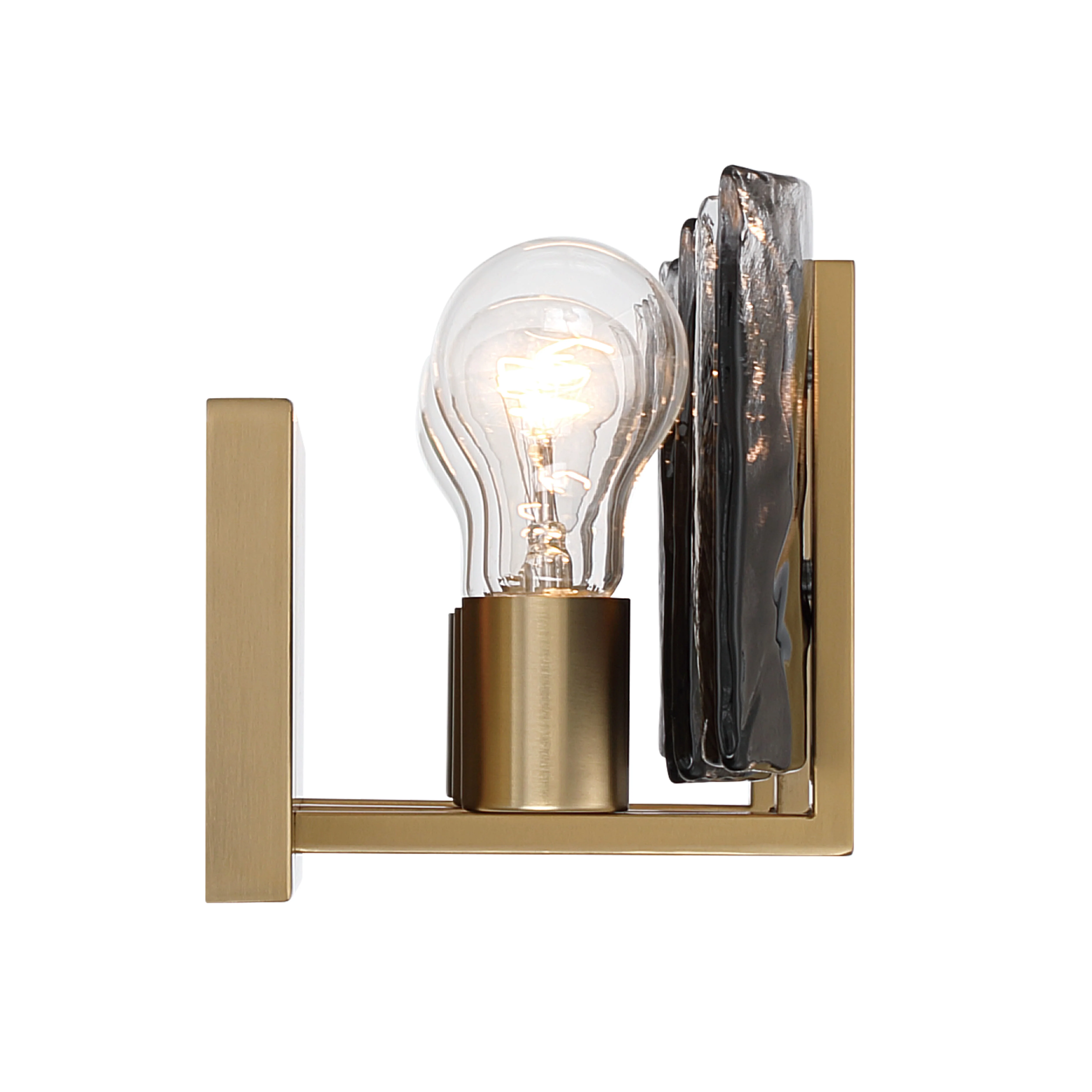 Aenon 3-light Vanity in Brushed Champagne Brass with Smokey Water Glass - Image 4