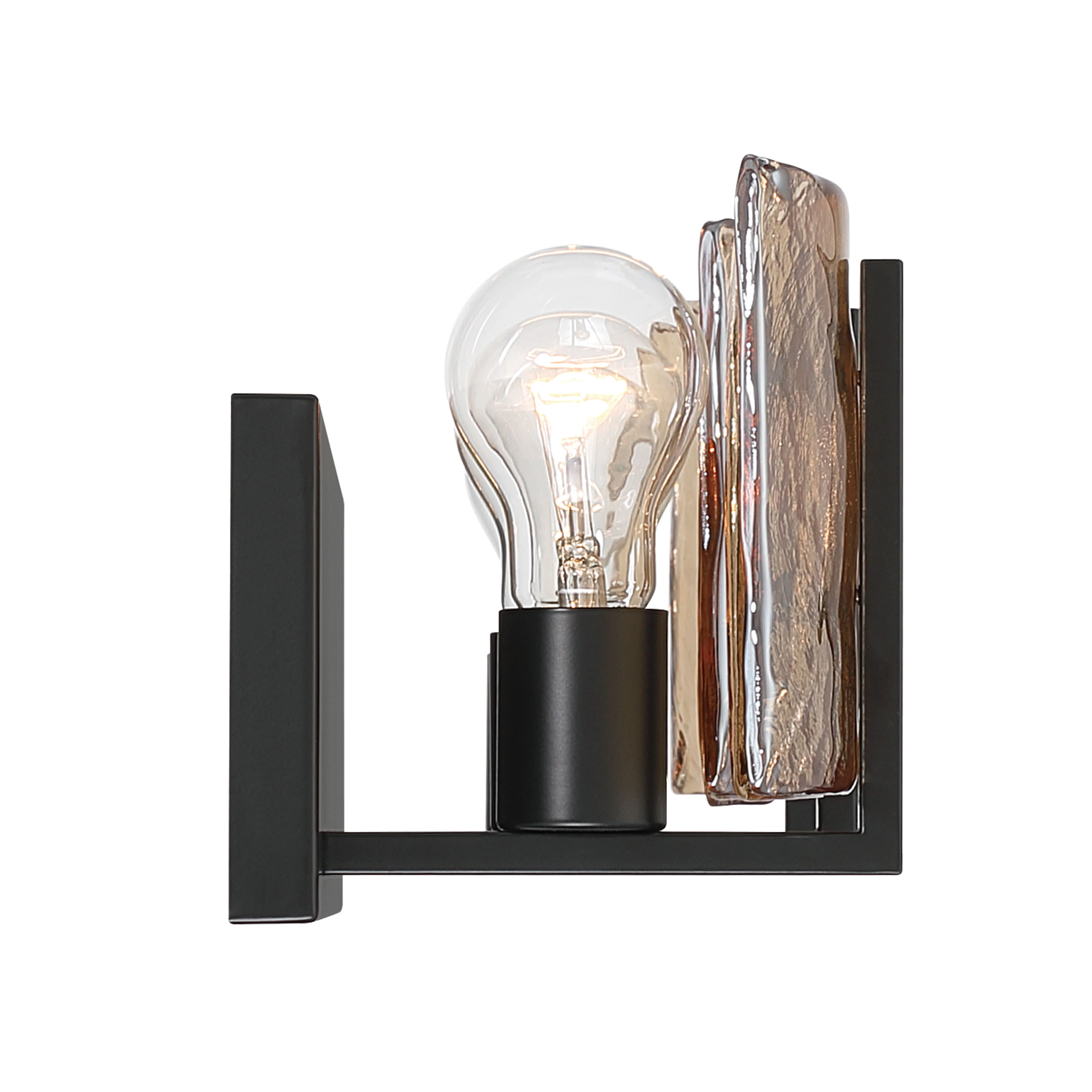 Aenon 3-light Vanity in Matte Black with Amber Water Glass - Image 4