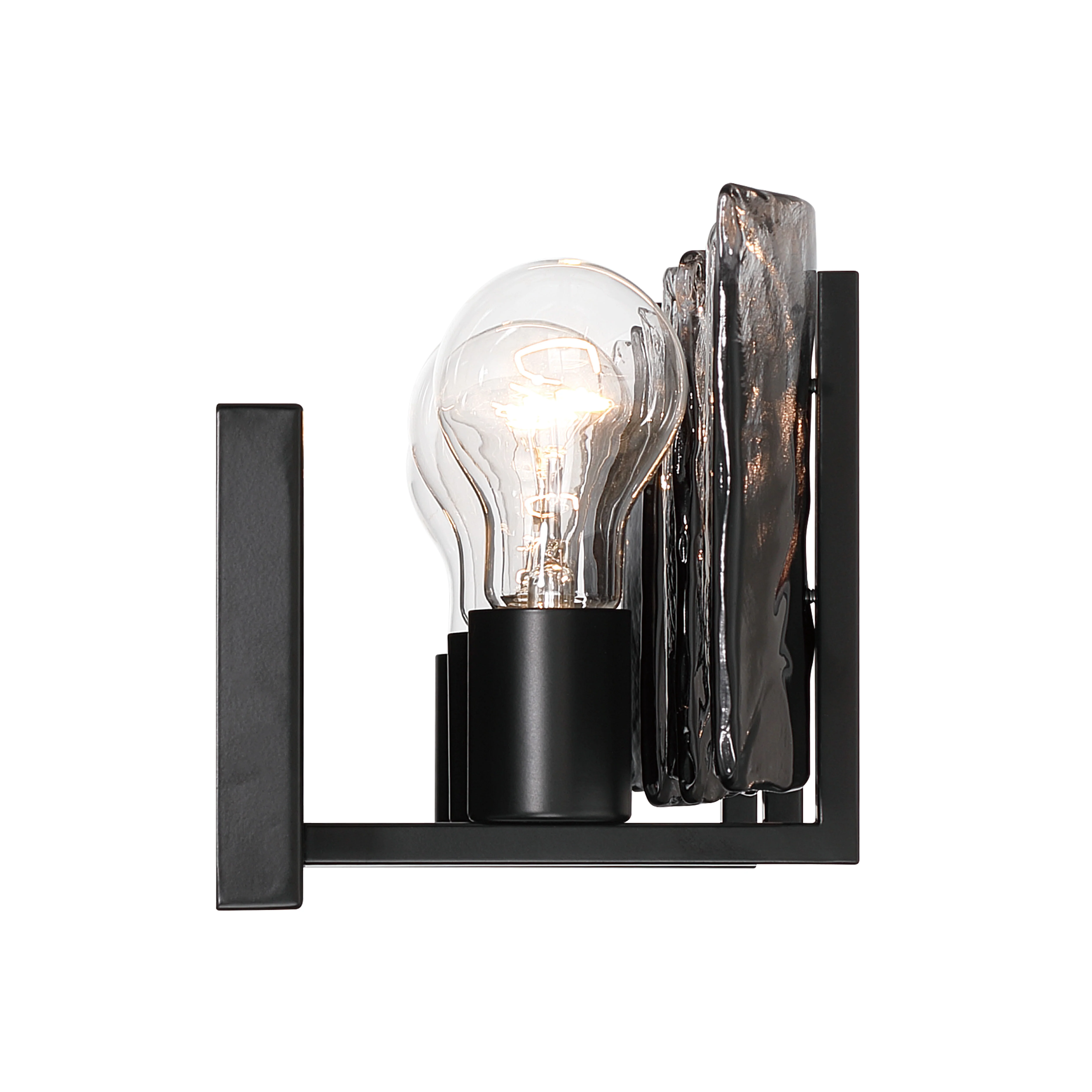 Aenon 3-light Vanity in Matte Black with Smokey Water Glass - Image 4
