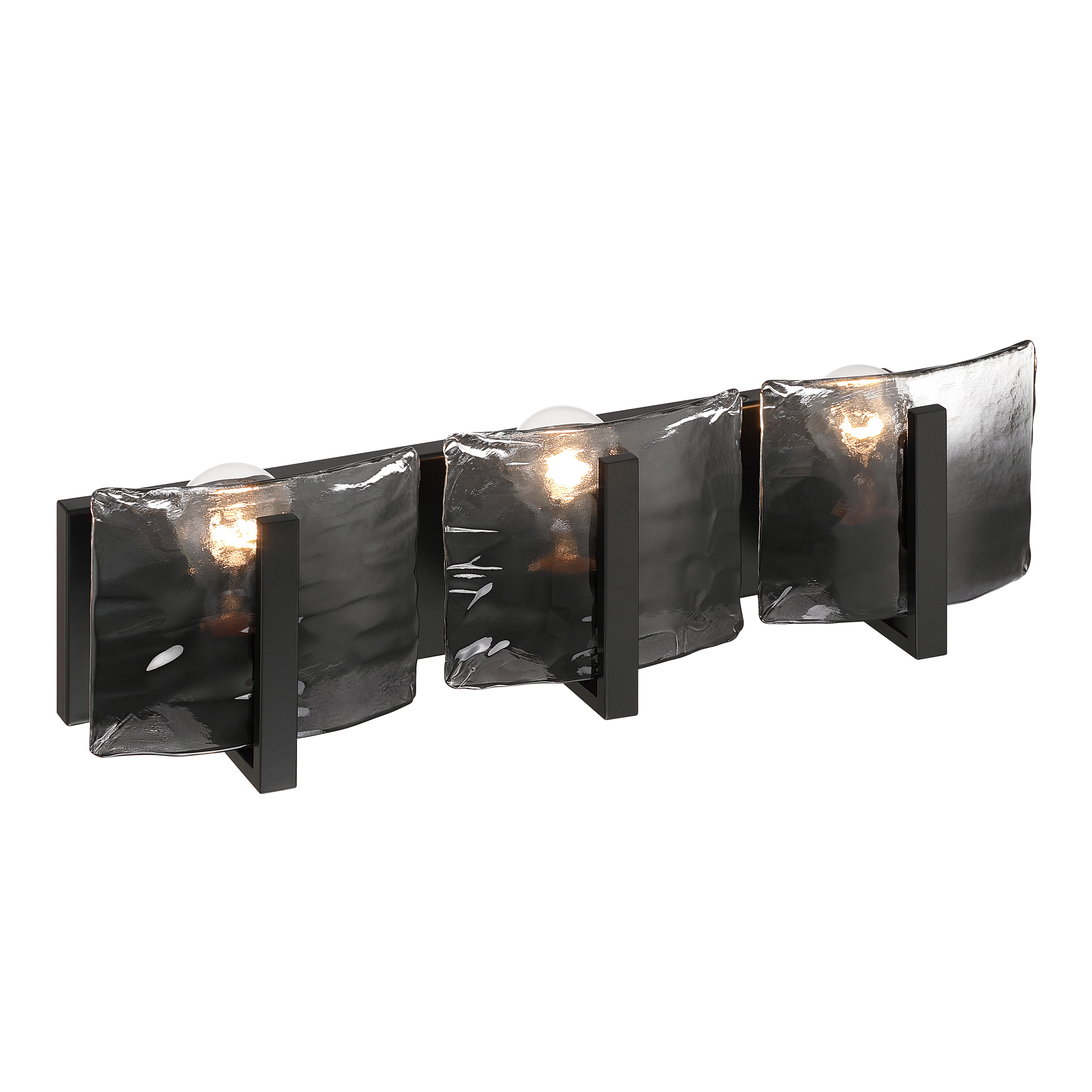 Aenon 3-light Vanity in Matte Black with Smokey Water Glass - Image 5