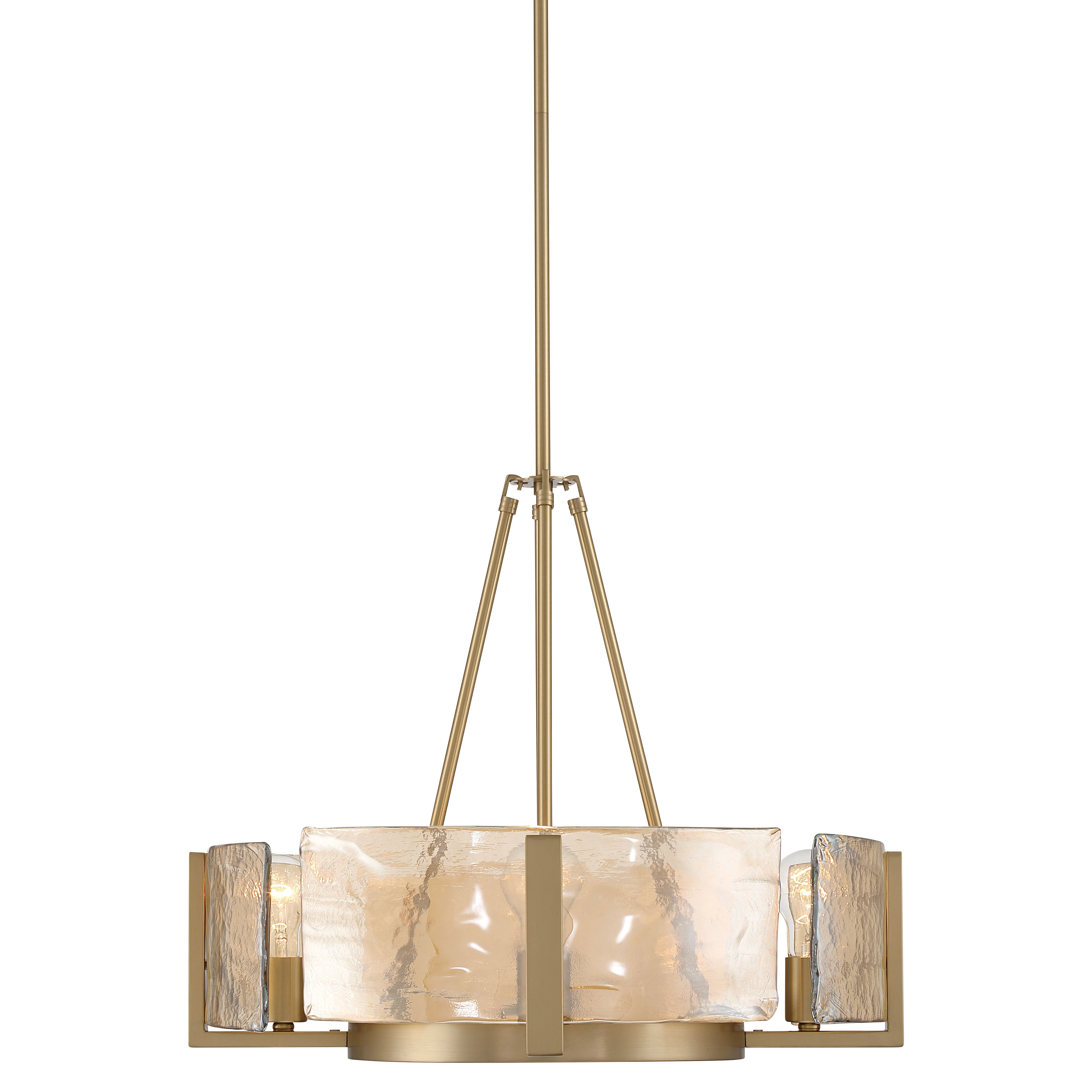 Aenon 4-Light Chandelier in Brushed Champagne Brass with Amber Water Glass - Image 2