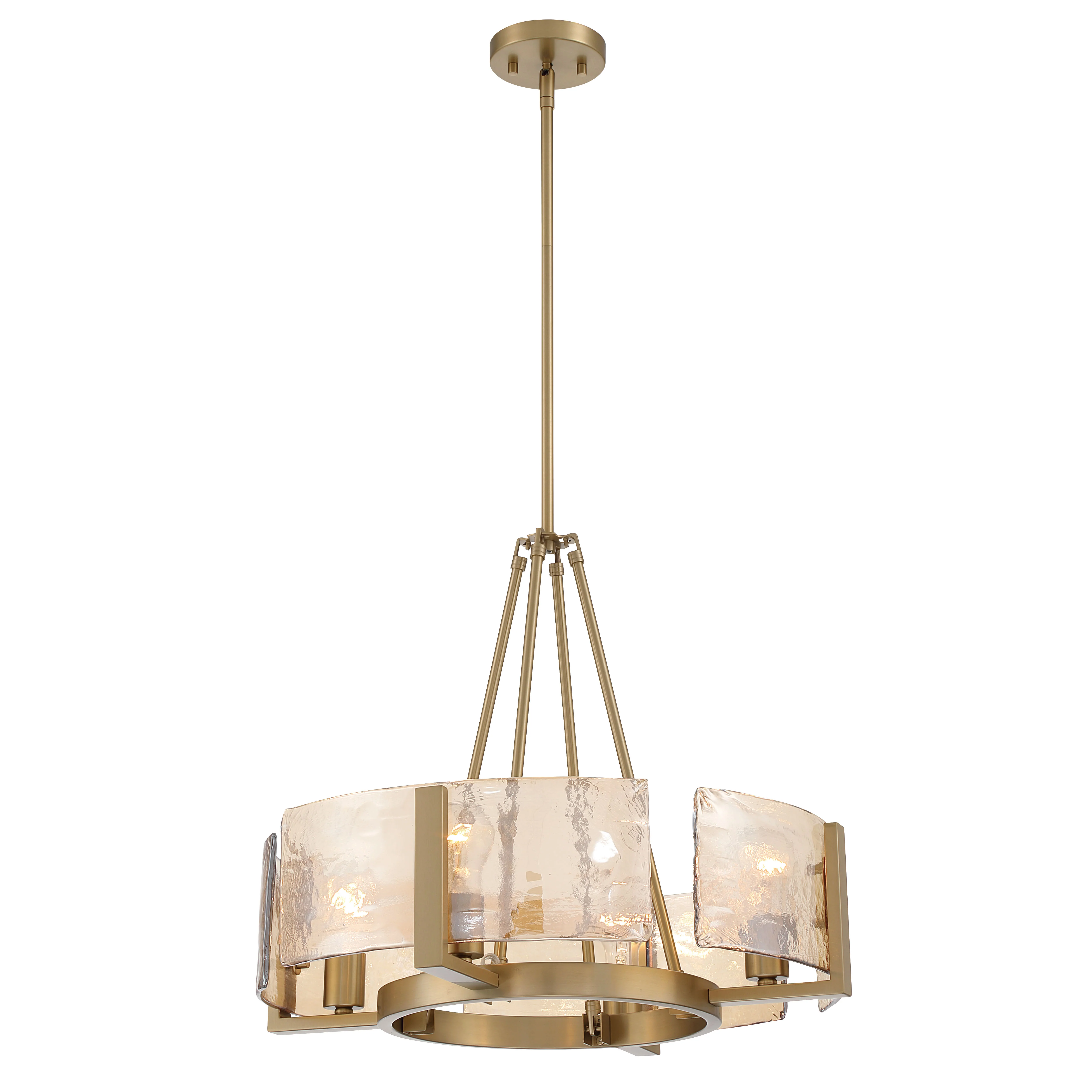 Aenon 4-Light Chandelier in Brushed Champagne Brass with Amber Water Glass - Image 3