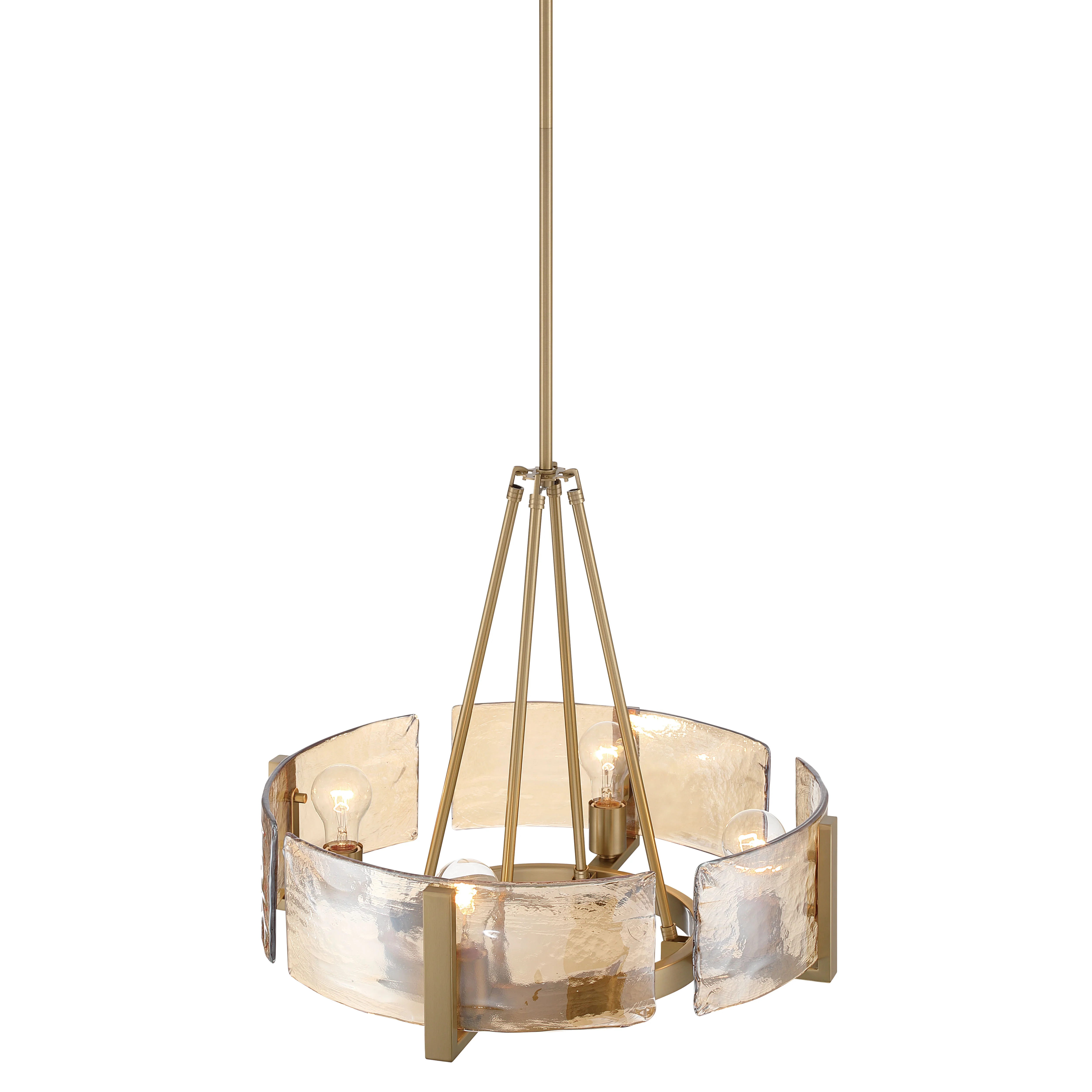 Aenon 4-Light Chandelier in Brushed Champagne Brass with Amber Water Glass - Image 5