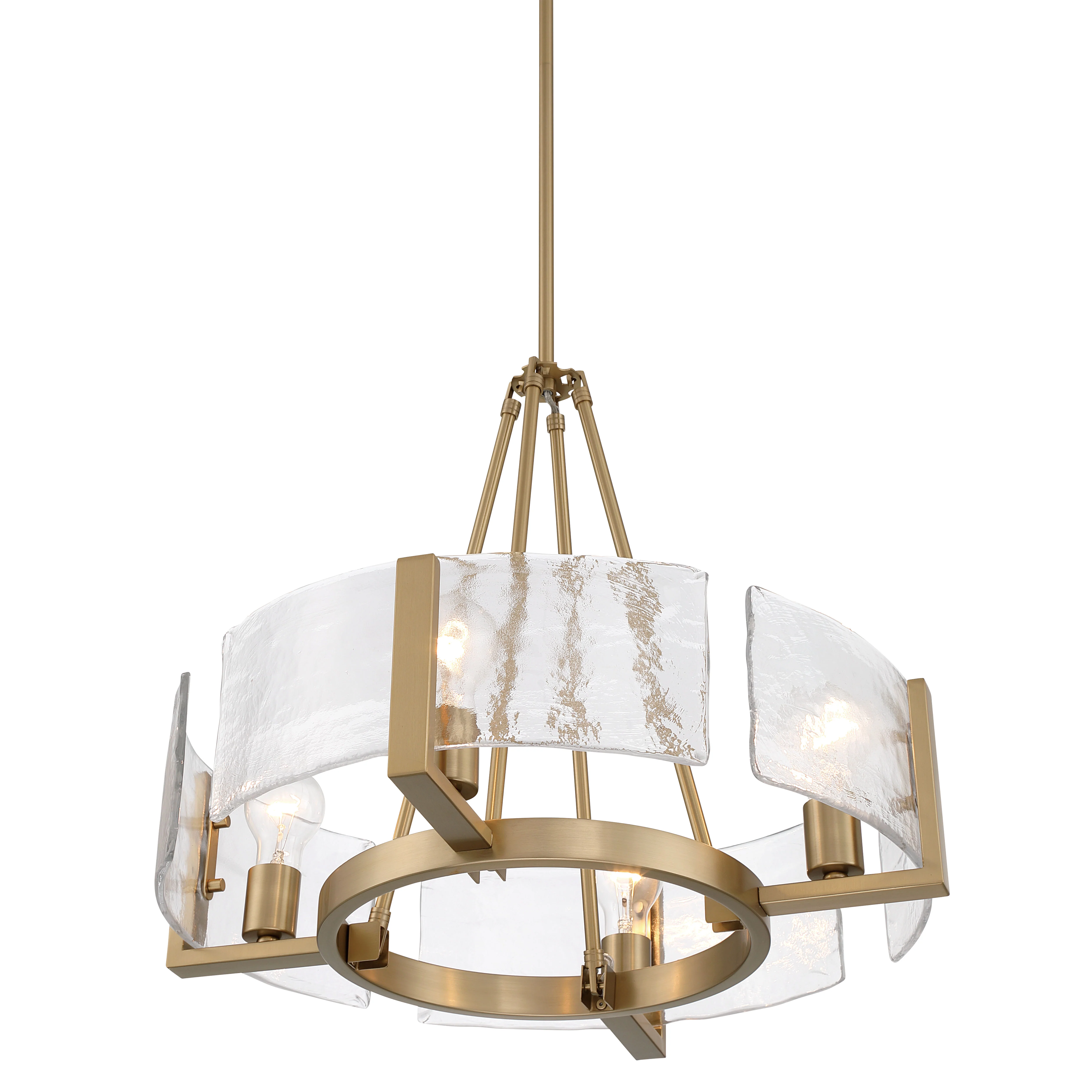 Aenon 4-Light Chandelier in Brushed Champagne Brass with Hammered Water Glass