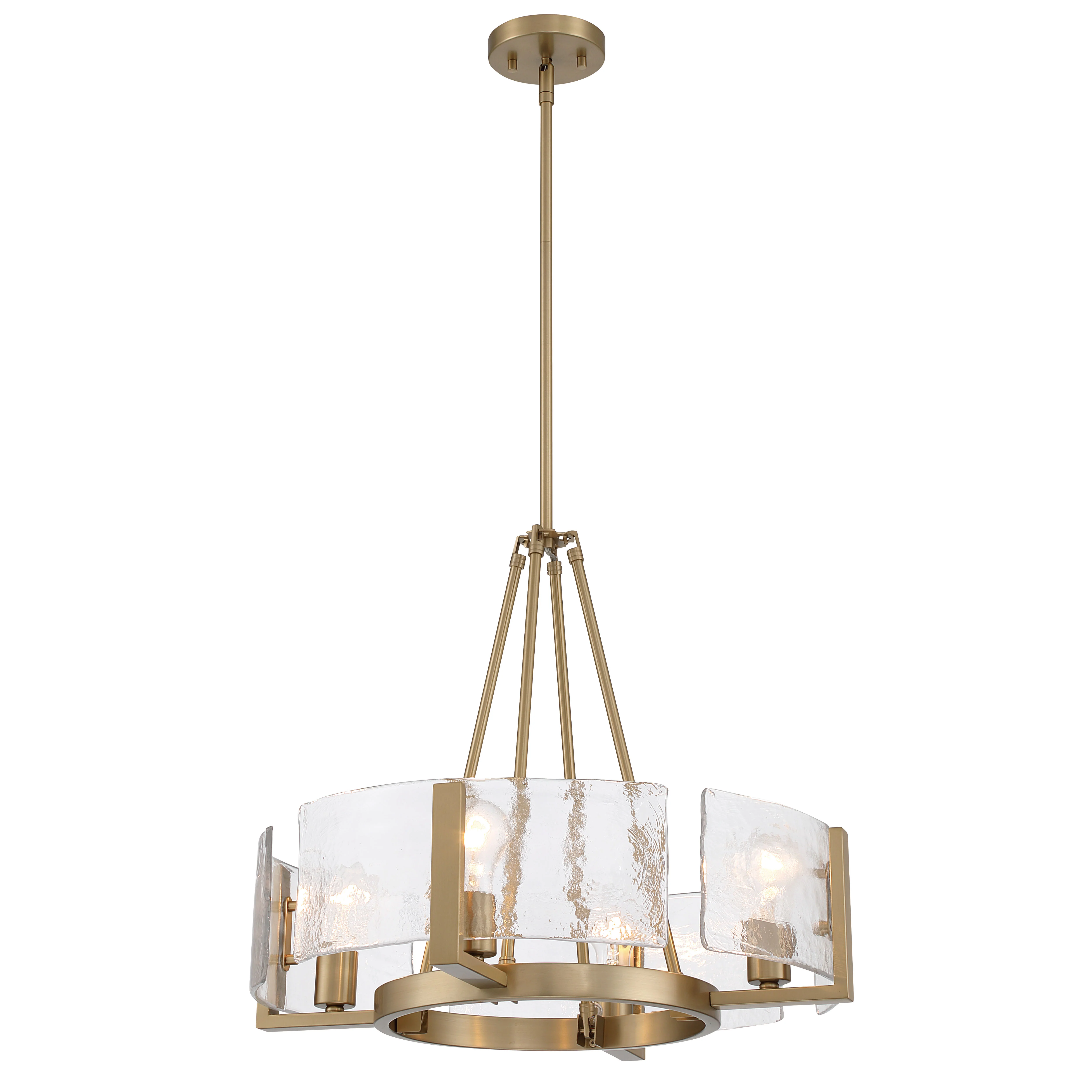 Aenon 4-Light Chandelier in Brushed Champagne Brass with Hammered Water Glass - Image 2