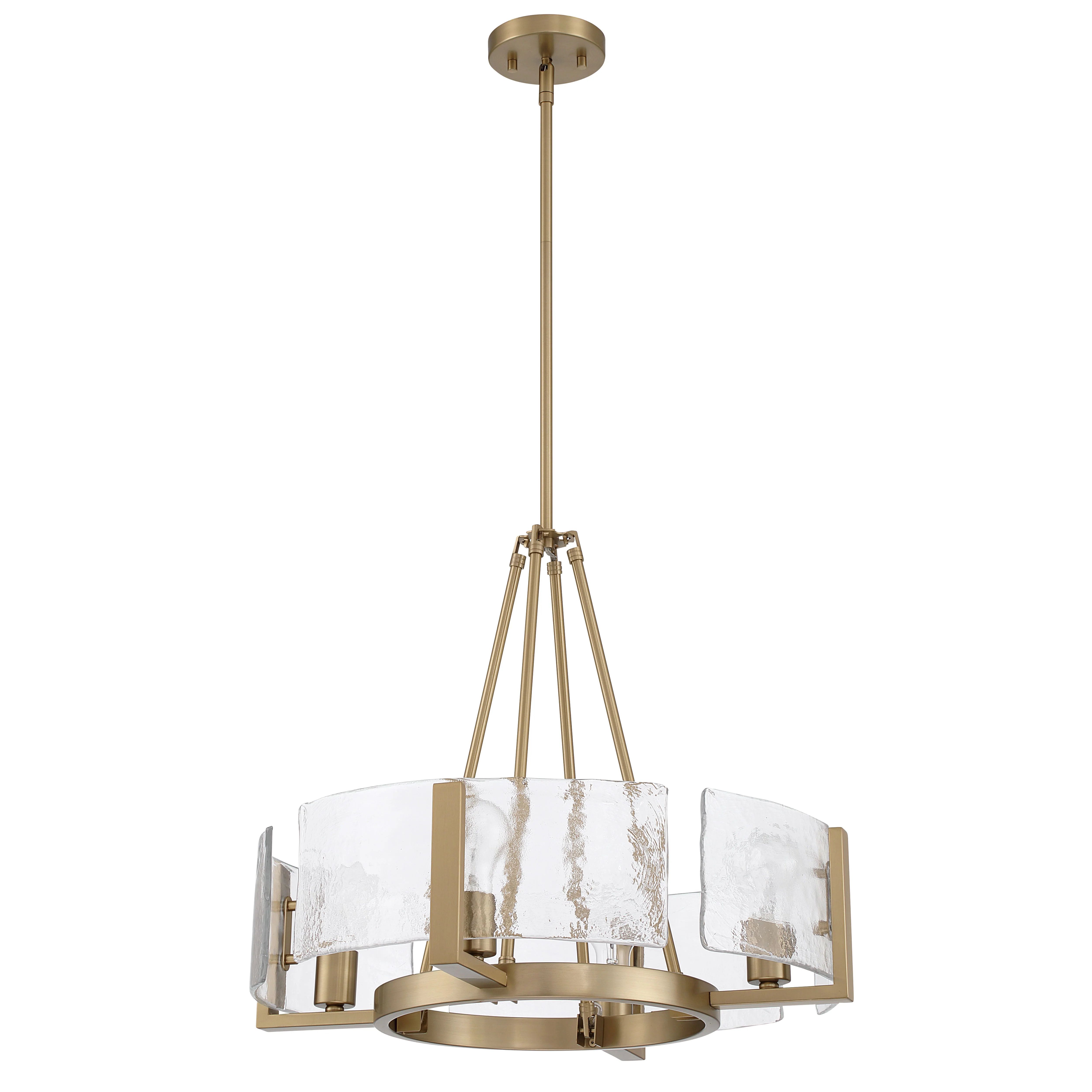 Aenon 4-Light Chandelier in Brushed Champagne Brass with Hammered Water Glass - Image 3