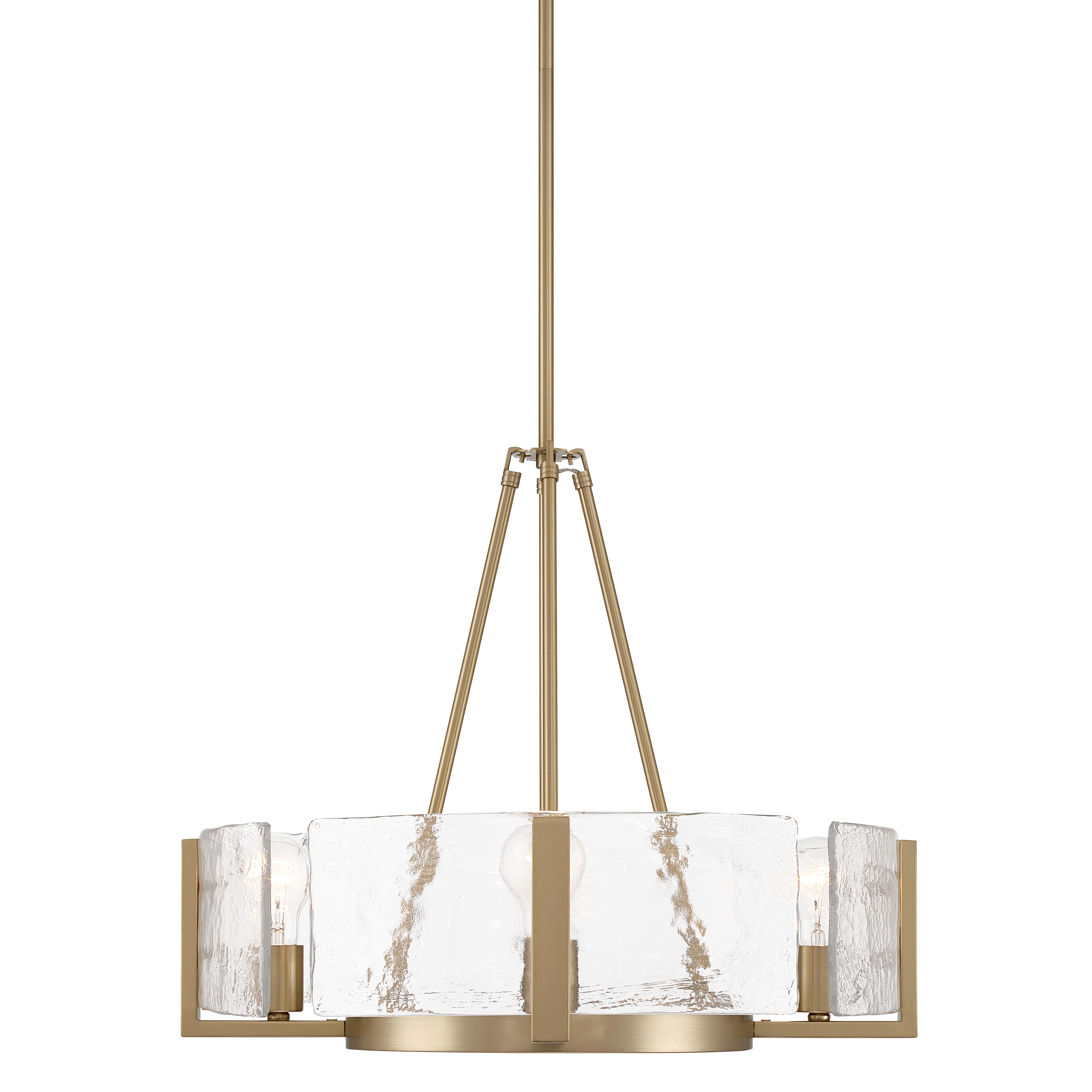Aenon 4-Light Chandelier in Brushed Champagne Brass with Hammered Water Glass - Image 4