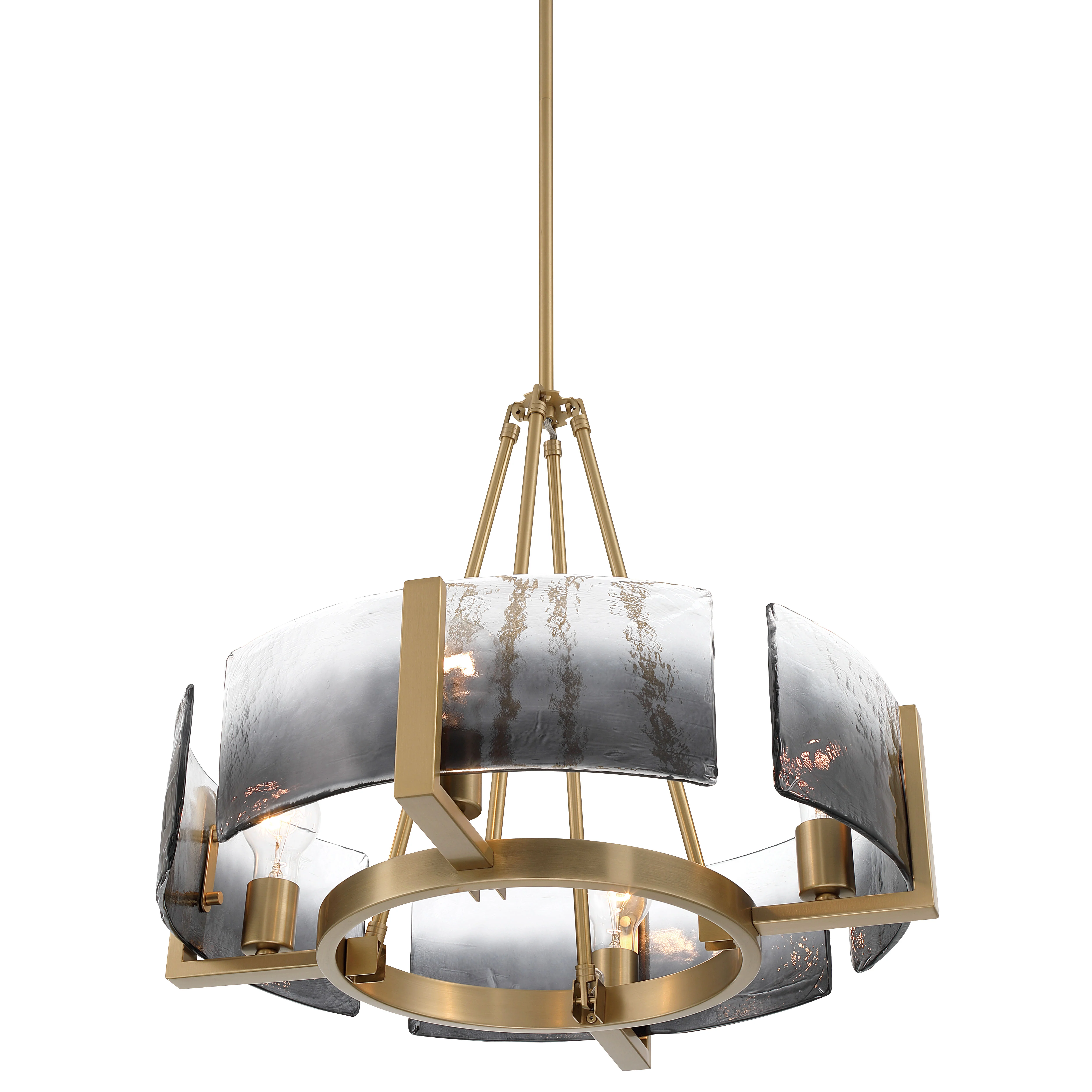 Aenon 4-Light Chandelier in Brushed Champagne Brass with Smokey Water Glass