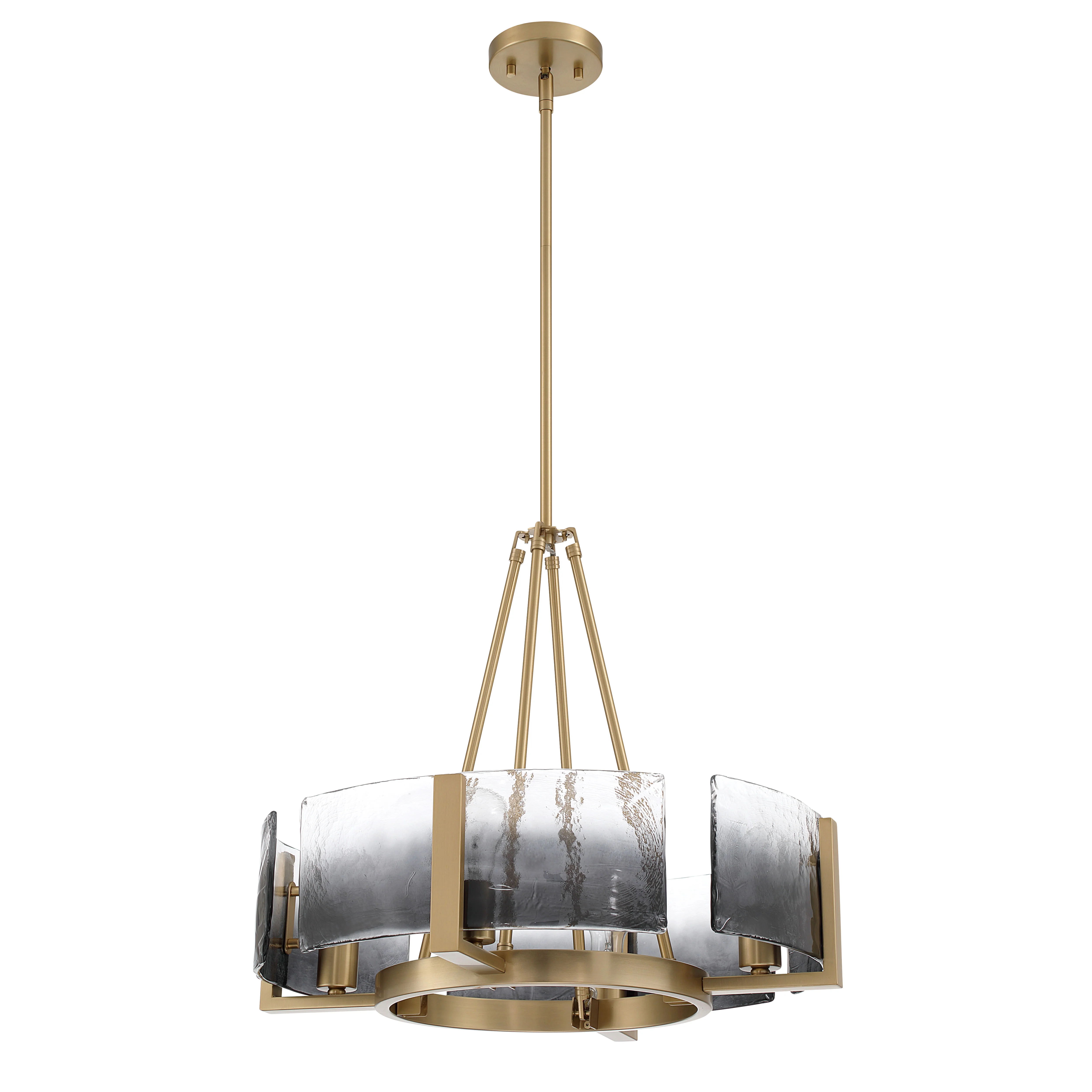 Aenon 4-Light Chandelier in Brushed Champagne Brass with Smokey Water Glass - Image 3