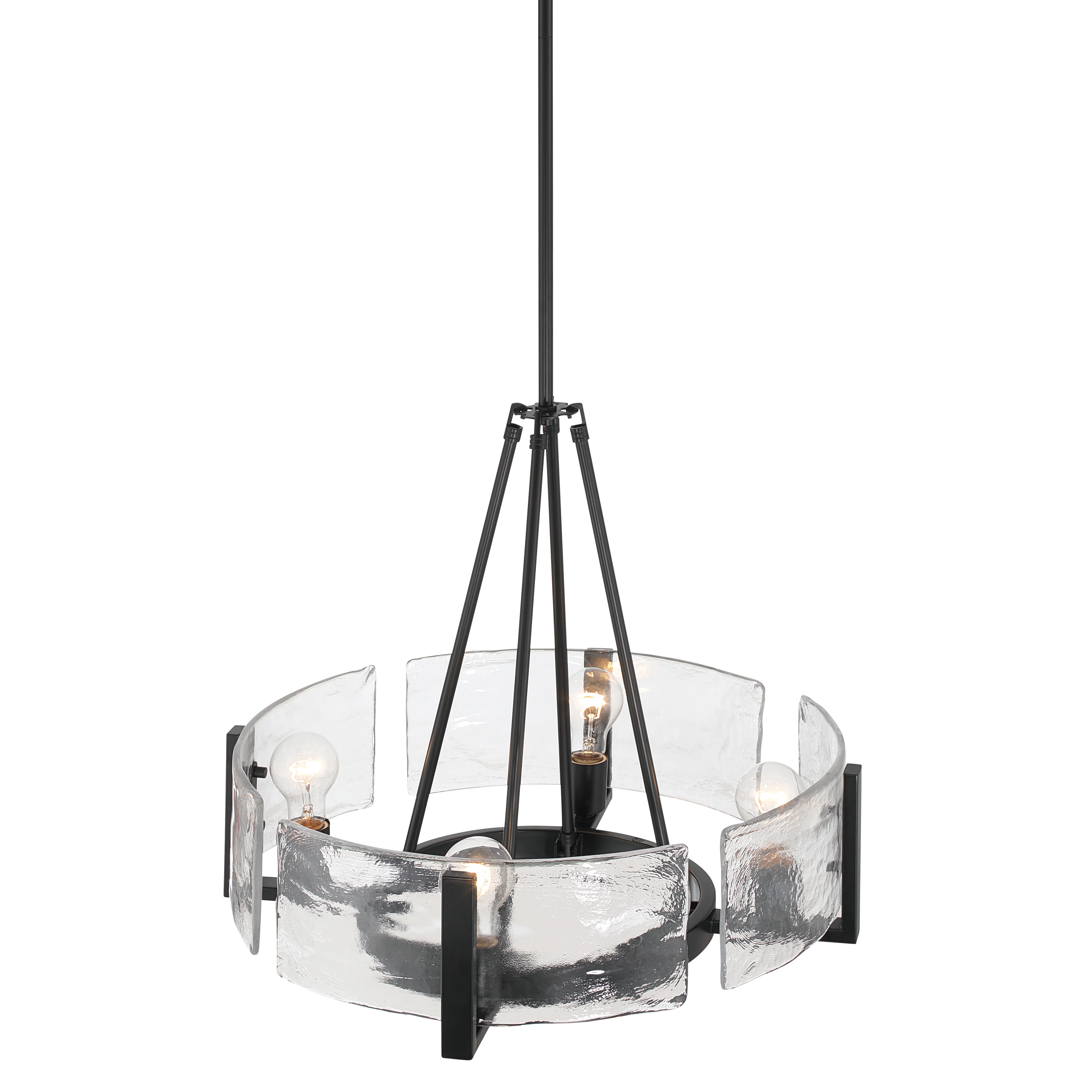 Aenon 4-Light Chandelier in Matte Black with Hammered Water Glass - Image 5