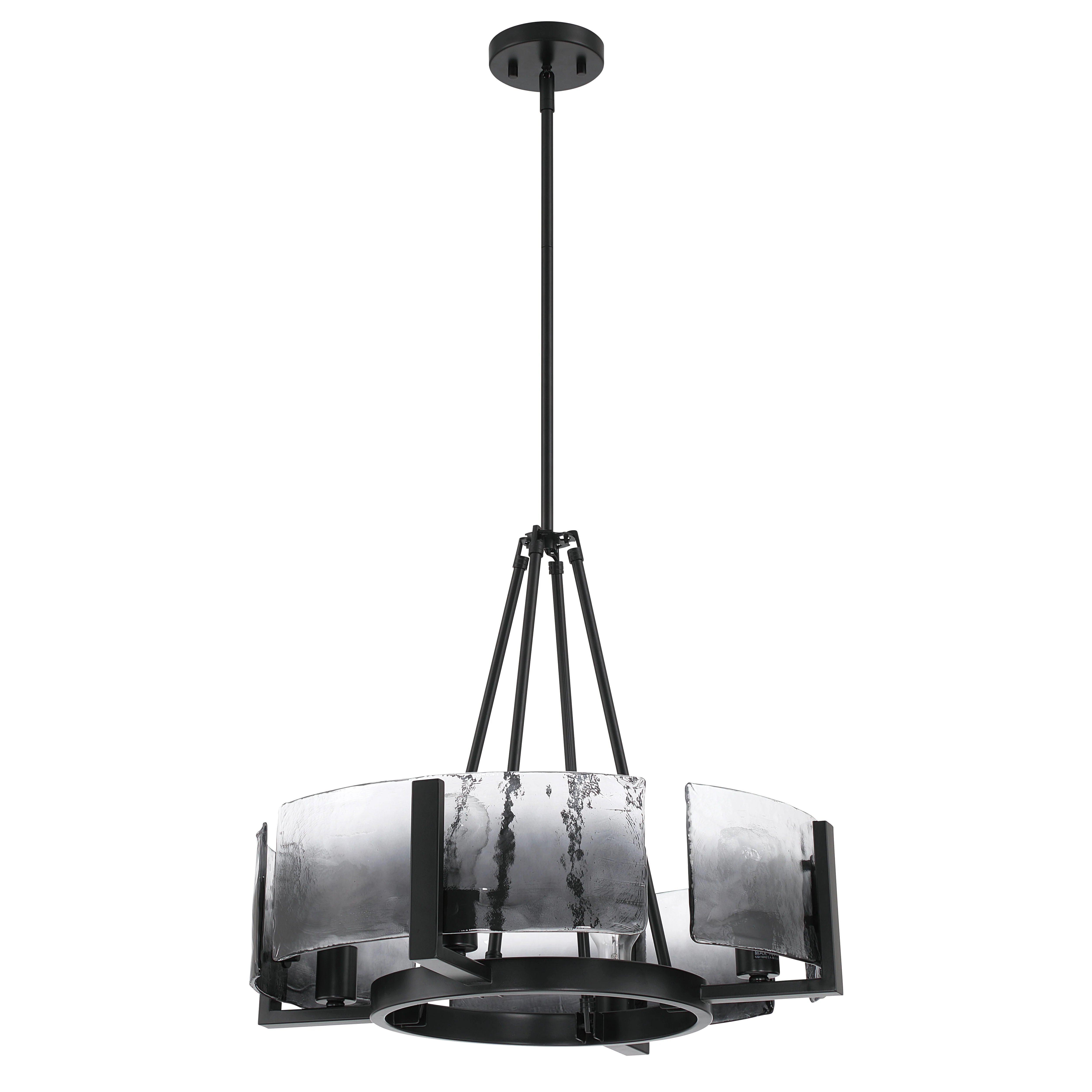 Aenon 4-Light Chandelier in Matte Black with Smokey Water Glass - Image 3