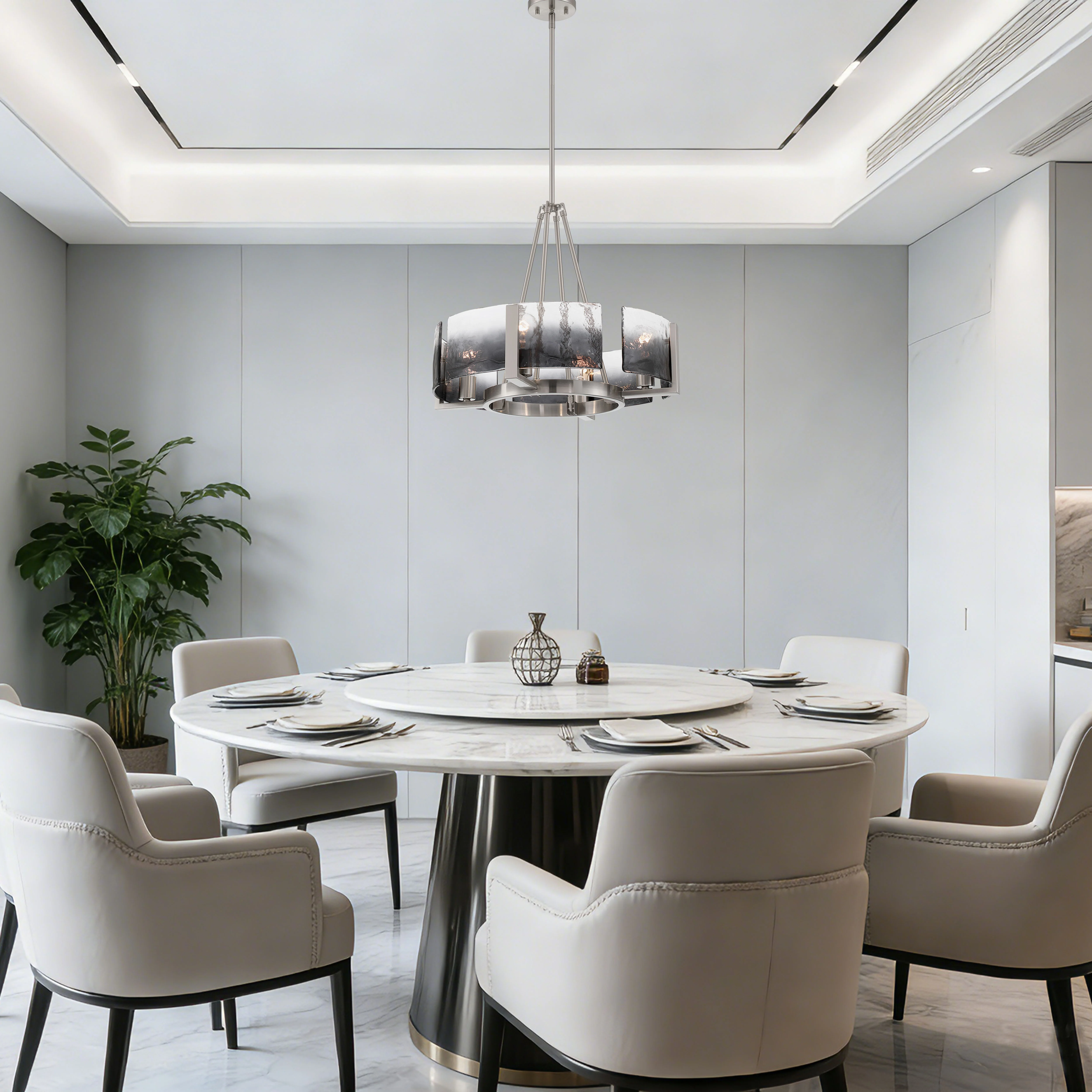 Aenon 4-Light Chandelier in Pewter with Smokey Water Glass - Image 9