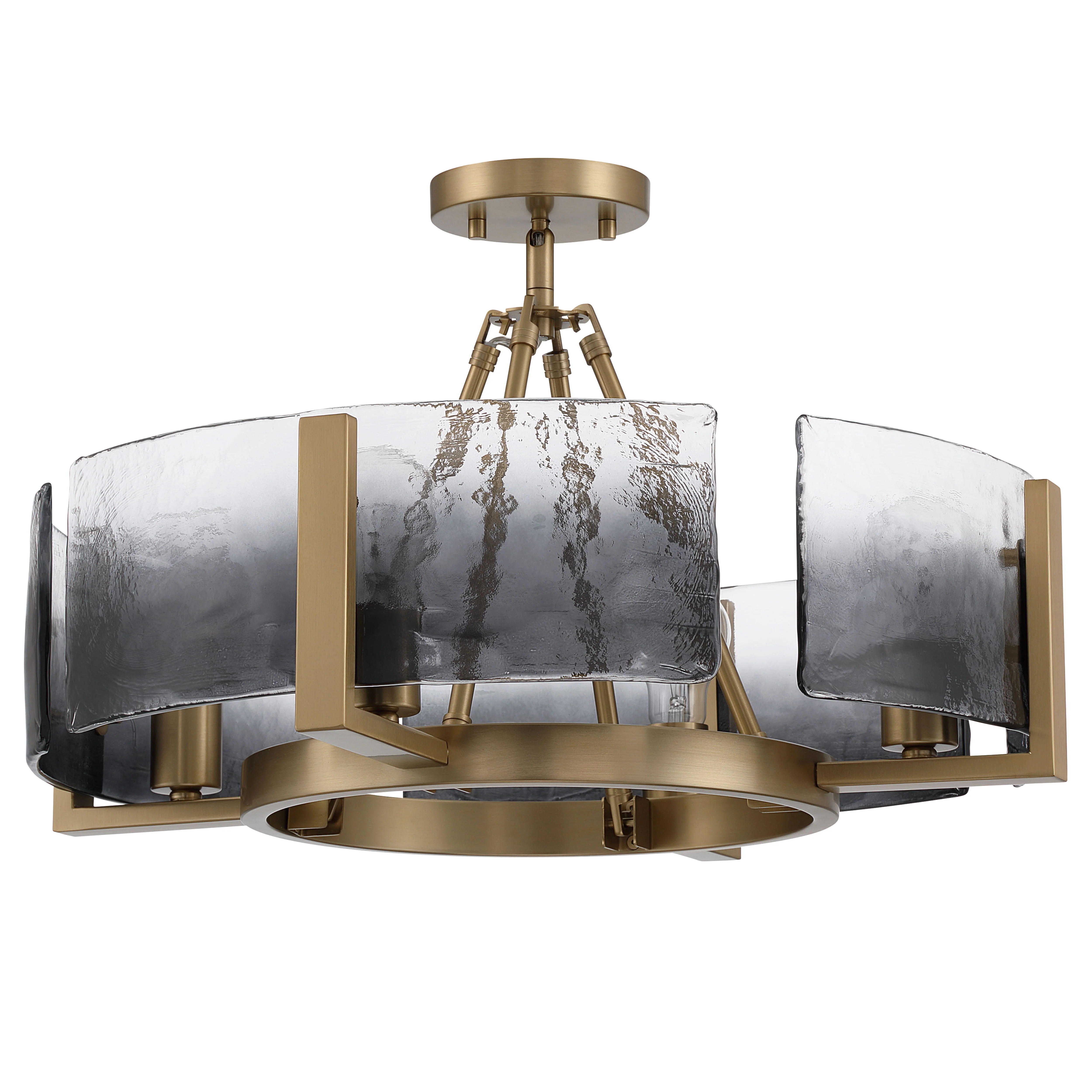 Aenon 4-light Semi-Flush Mount in Brushed Champagne Brass with Smokey Water Glass - Image 2