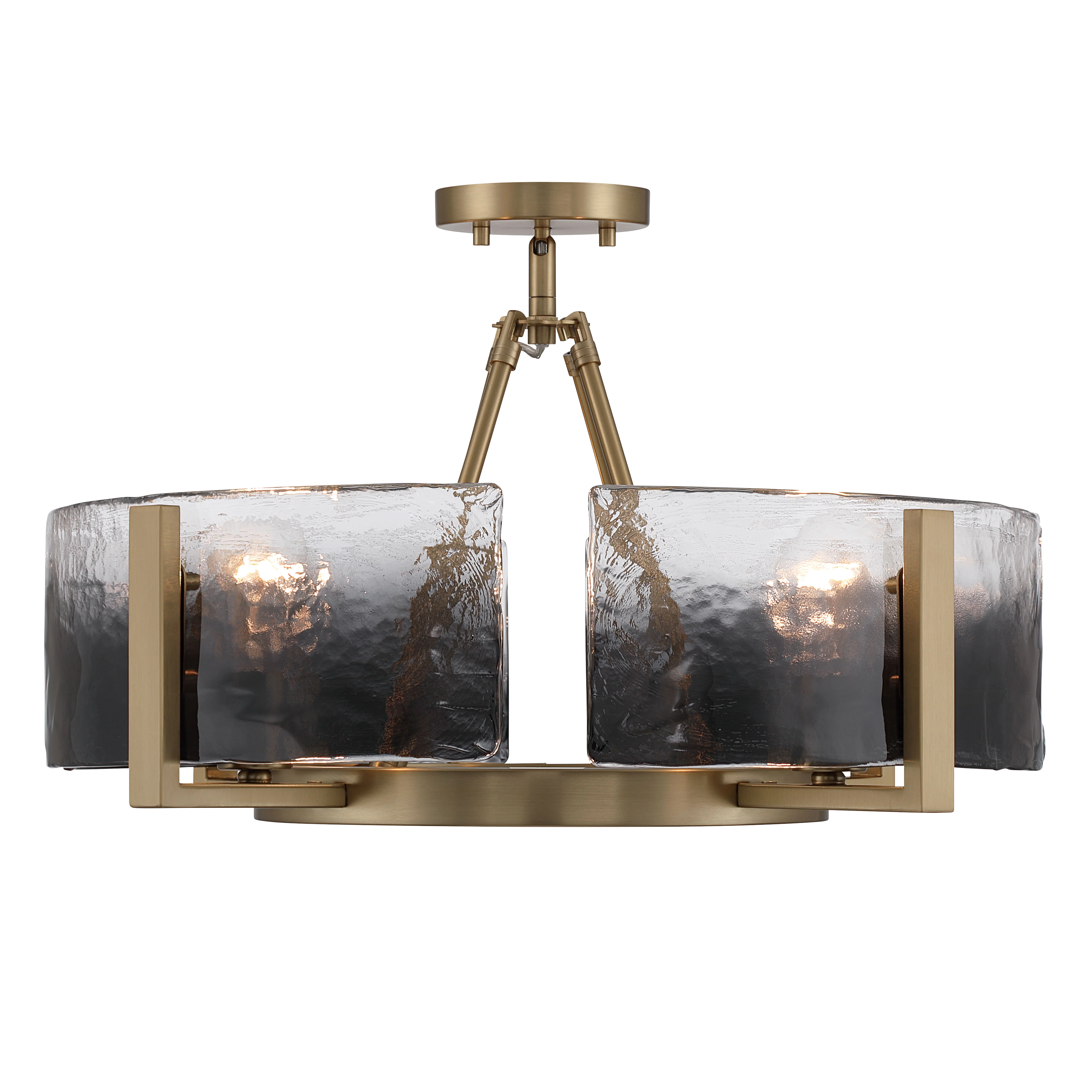 Aenon 4-light Semi-Flush Mount in Brushed Champagne Brass with Smokey Water Glass - Image 3
