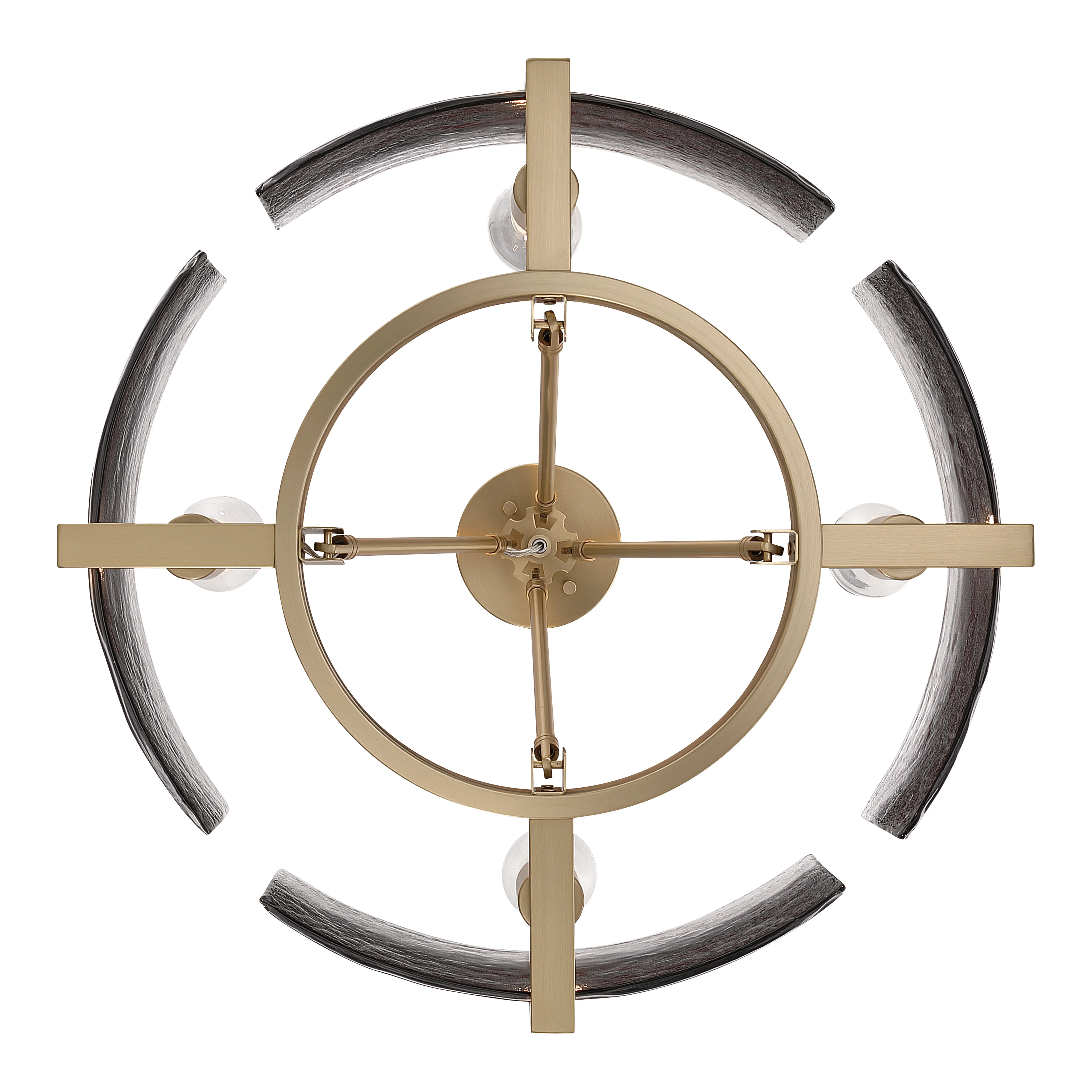 Aenon 4-light Semi-Flush Mount in Brushed Champagne Brass with Smokey Water Glass - Image 6