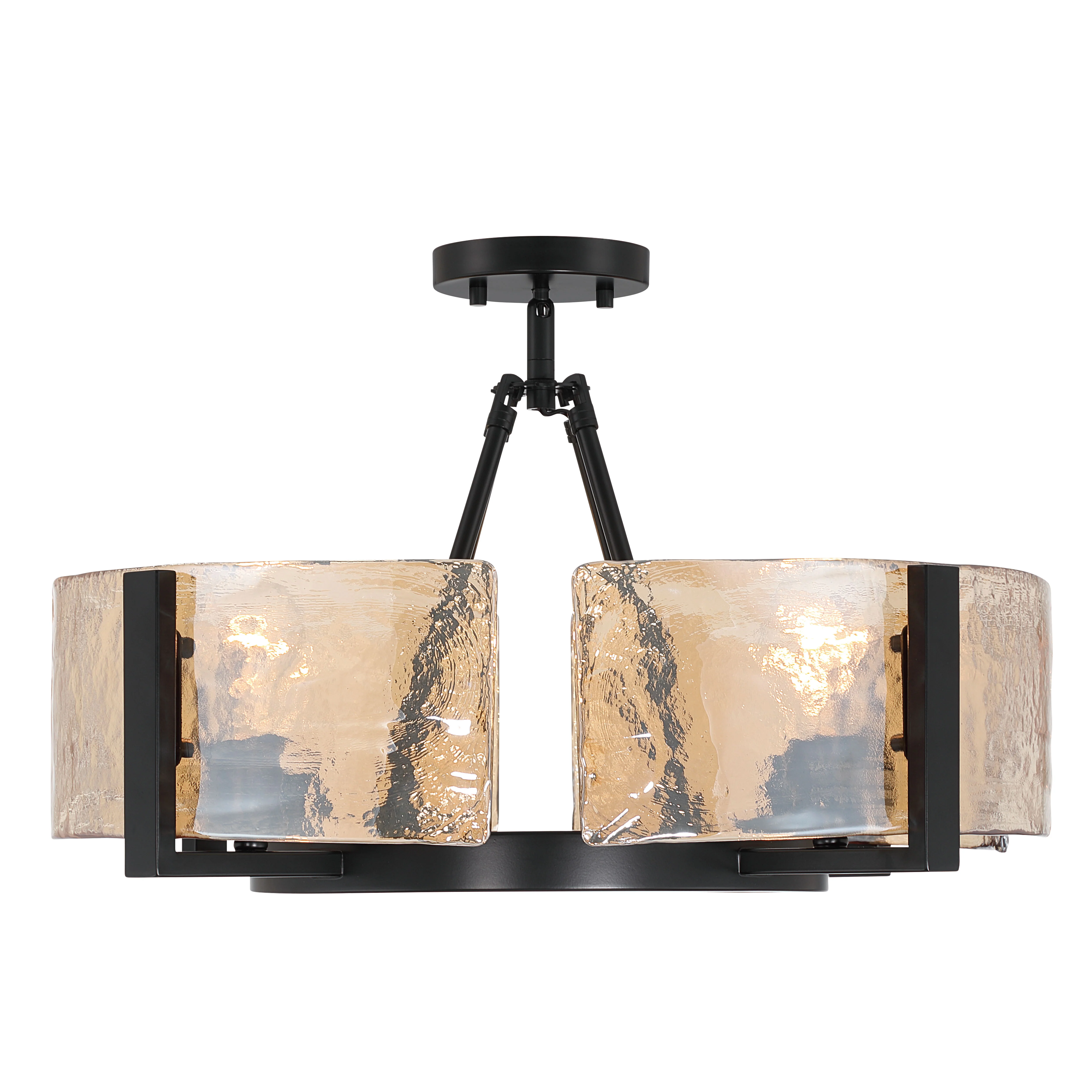 Aenon 4-light Semi-Flush Mount in Matte Black with Amber Water Glass - Image 3