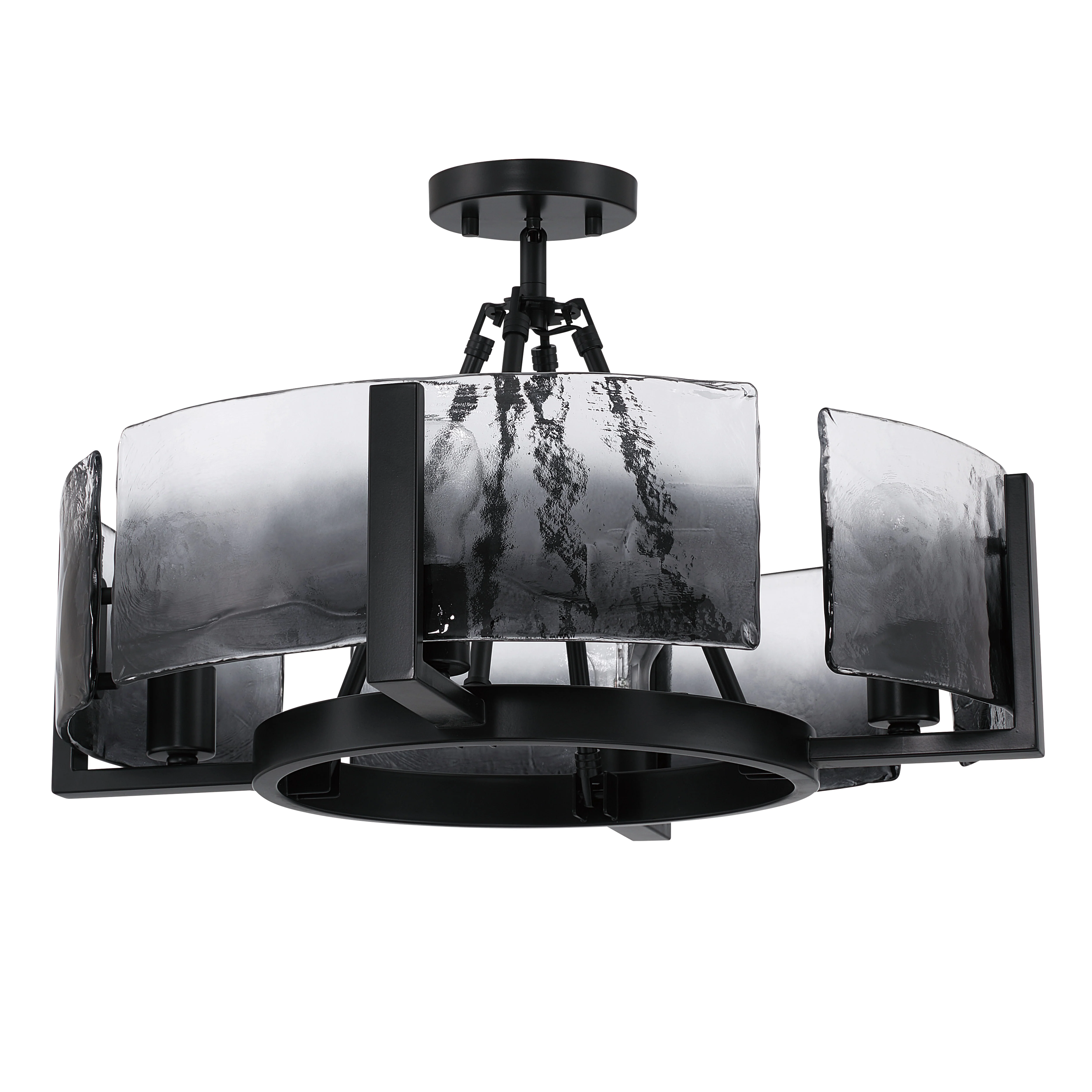 Aenon 4-light Semi-Flush Mount in Matte Black with Smokey Water Glass - Image 2
