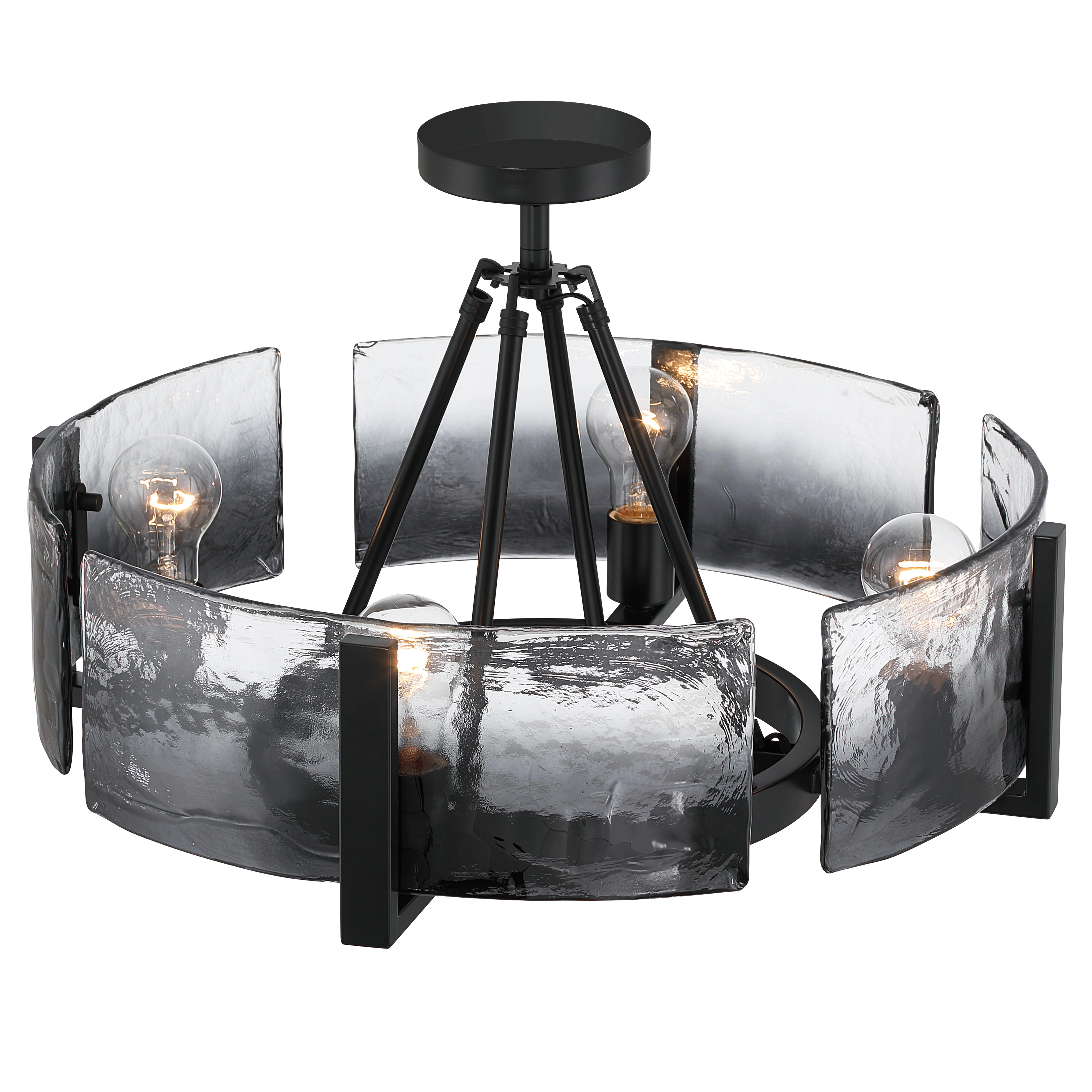 Aenon 4-light Semi-Flush Mount in Matte Black with Smokey Water Glass - Image 5