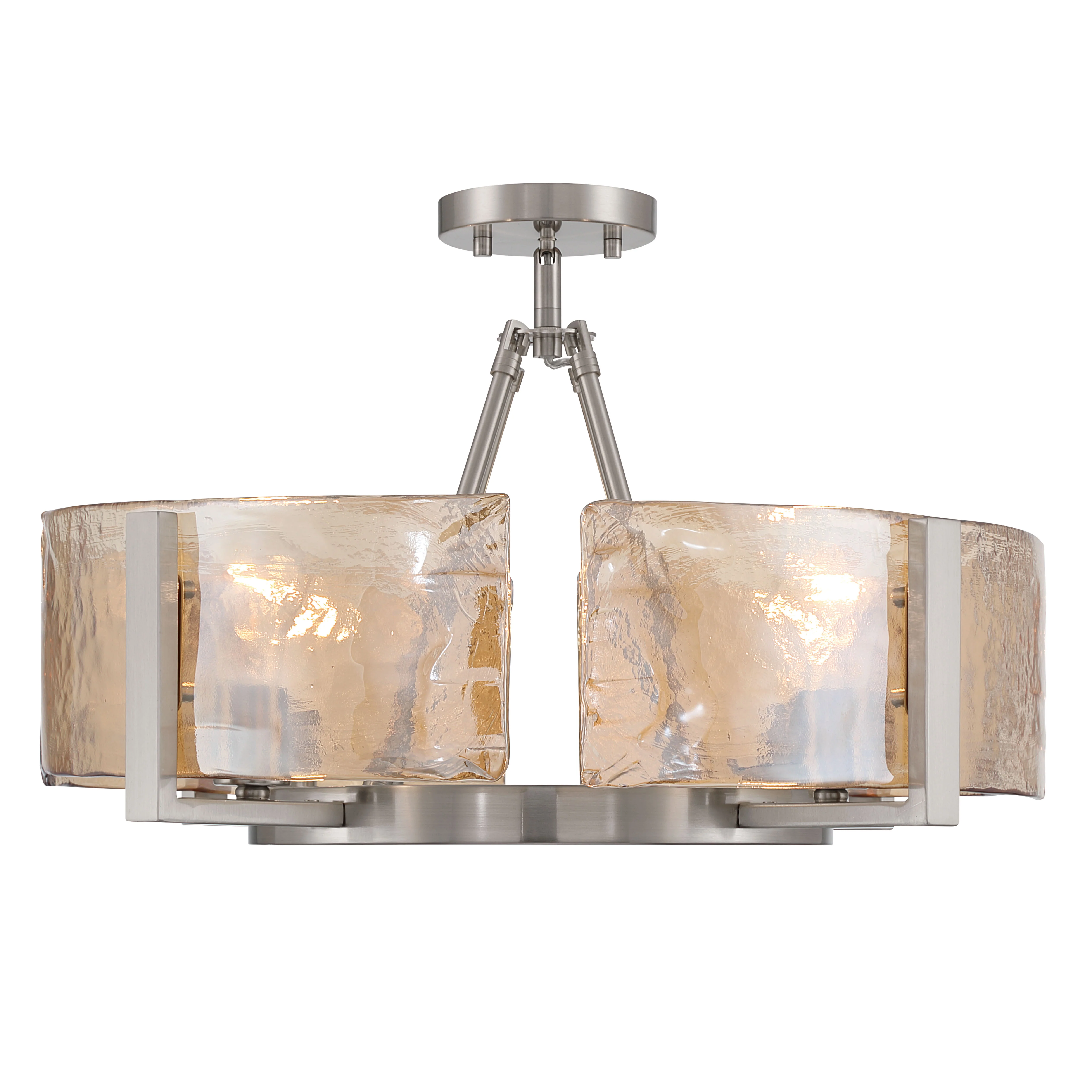 Aenon 4-light Semi-Flush Mount in Pewter with Amber Water Glass - Image 3