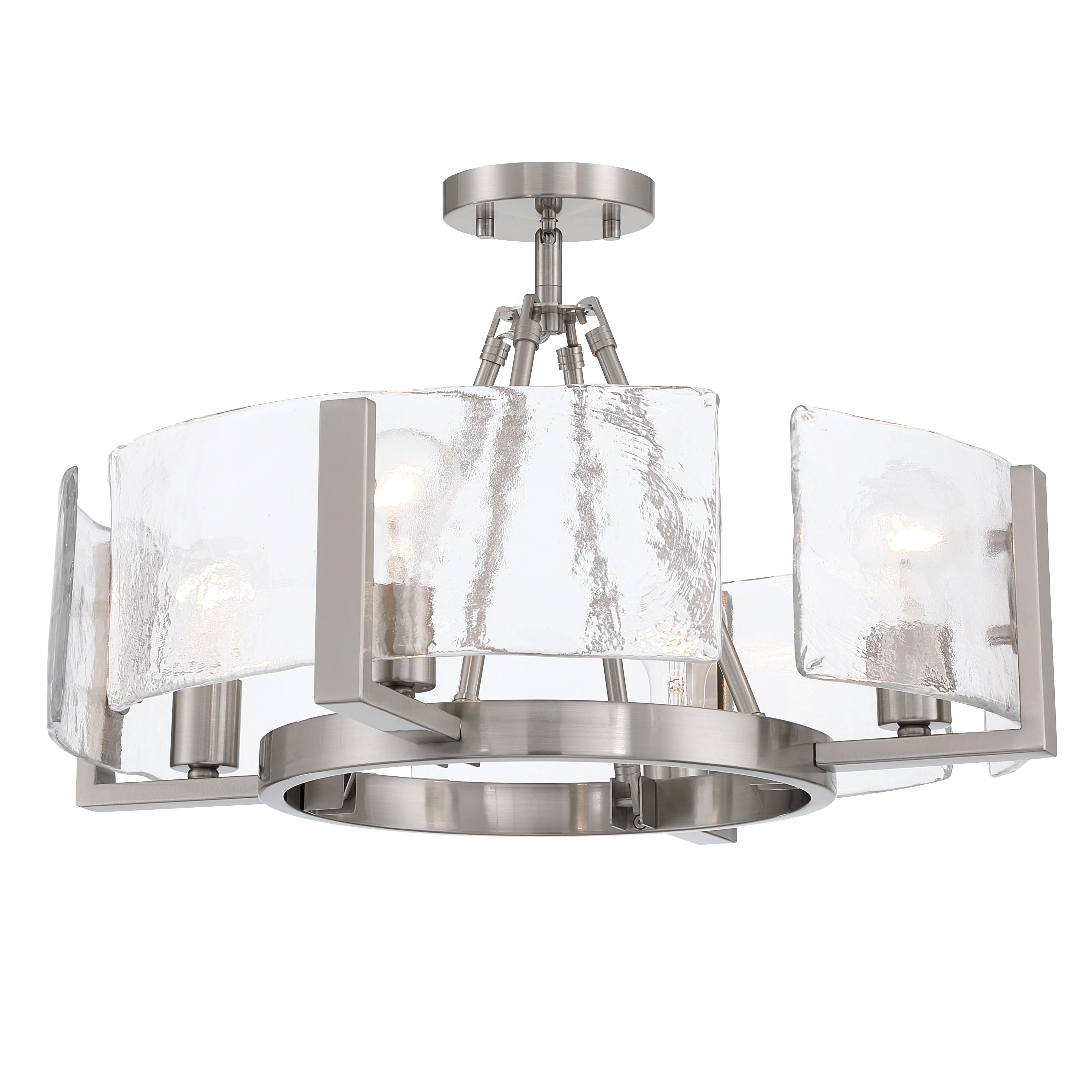 Aenon 4-light Semi-Flush Mount in Pewter with Hammered Water Glass