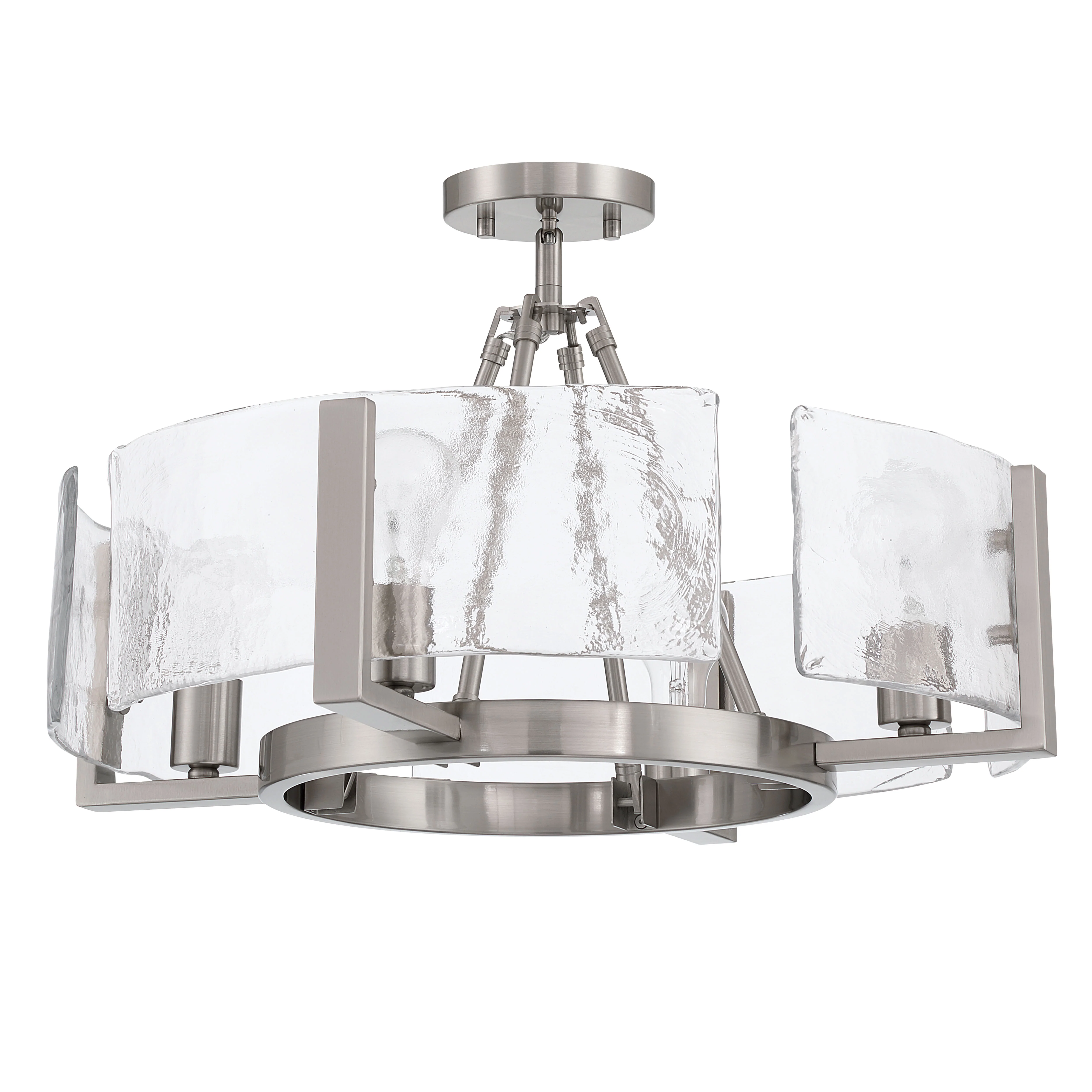 Aenon 4-light Semi-Flush Mount in Pewter with Hammered Water Glass - Image 2