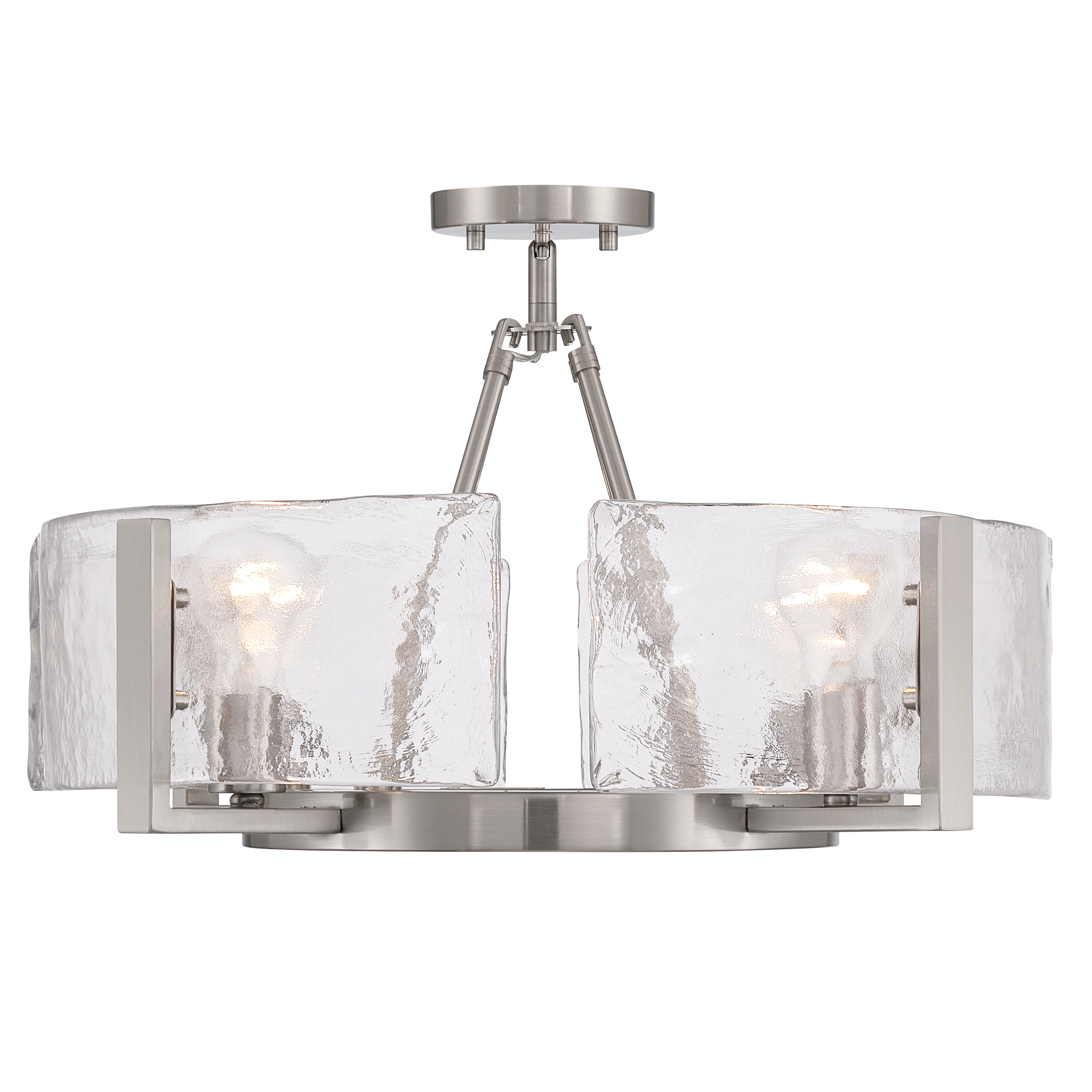 Aenon 4-light Semi-Flush Mount in Pewter with Hammered Water Glass - Image 3