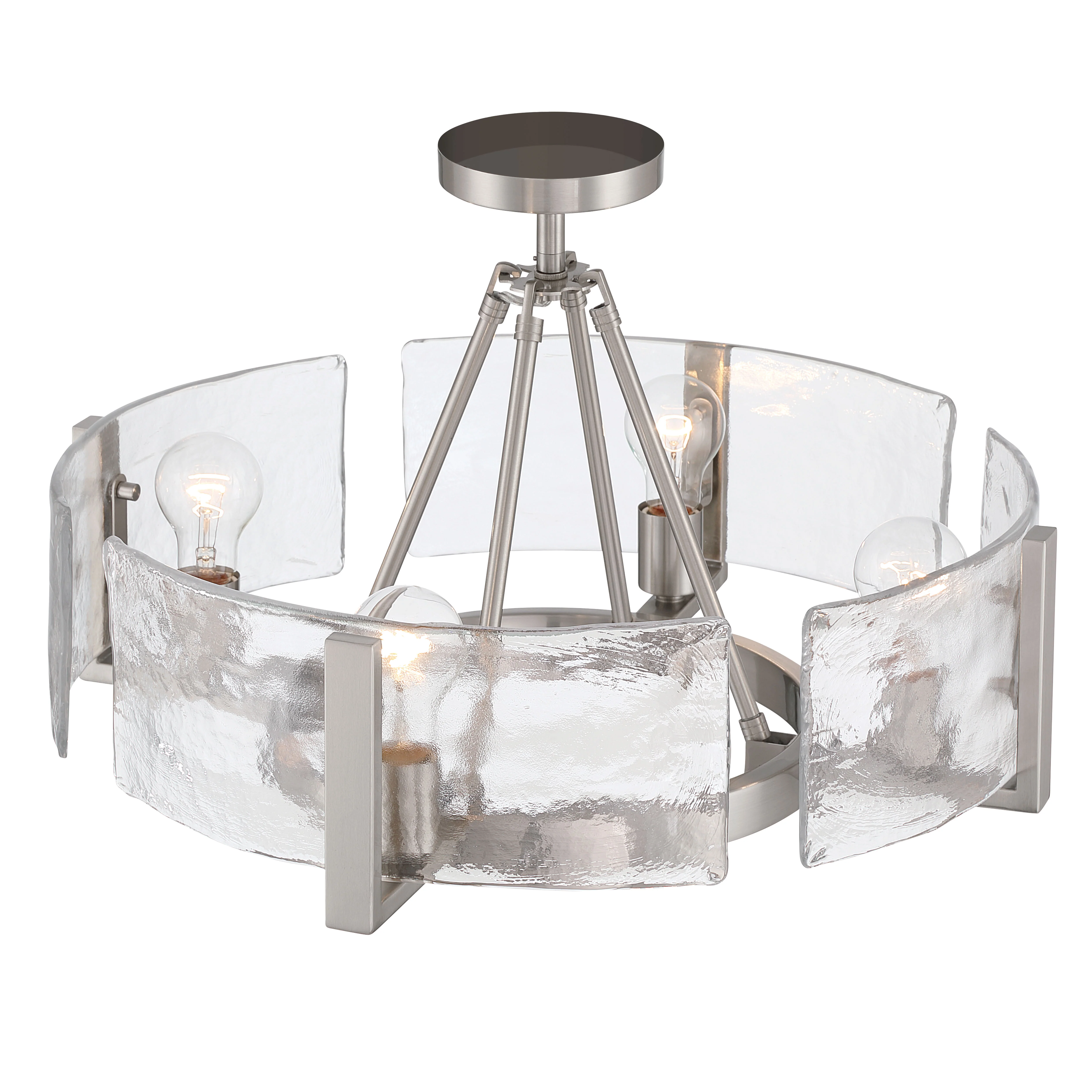 Aenon 4-light Semi-Flush Mount in Pewter with Hammered Water Glass - Image 5