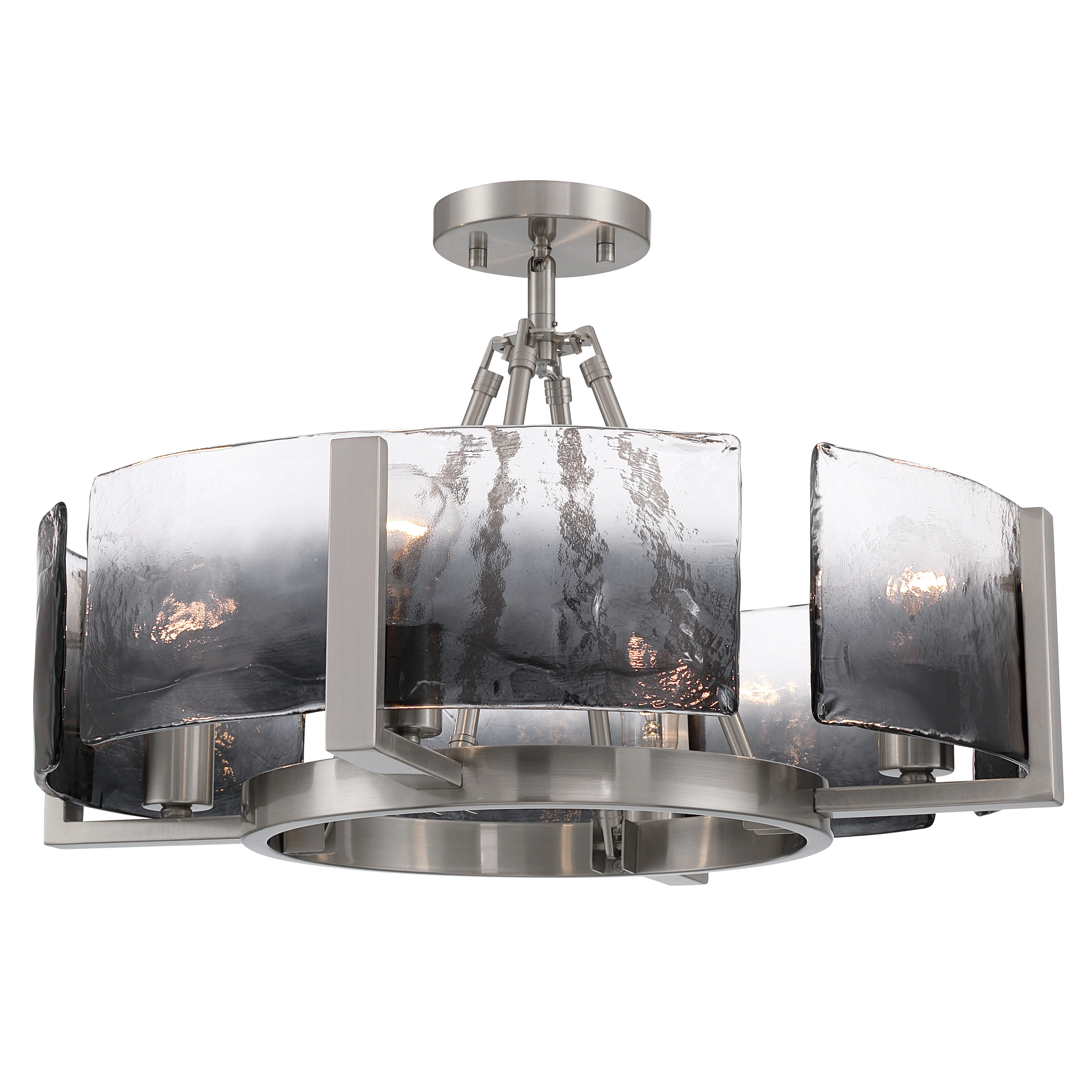 Aenon 4-light Semi-Flush Mount in Pewter with Smokey Water Glass