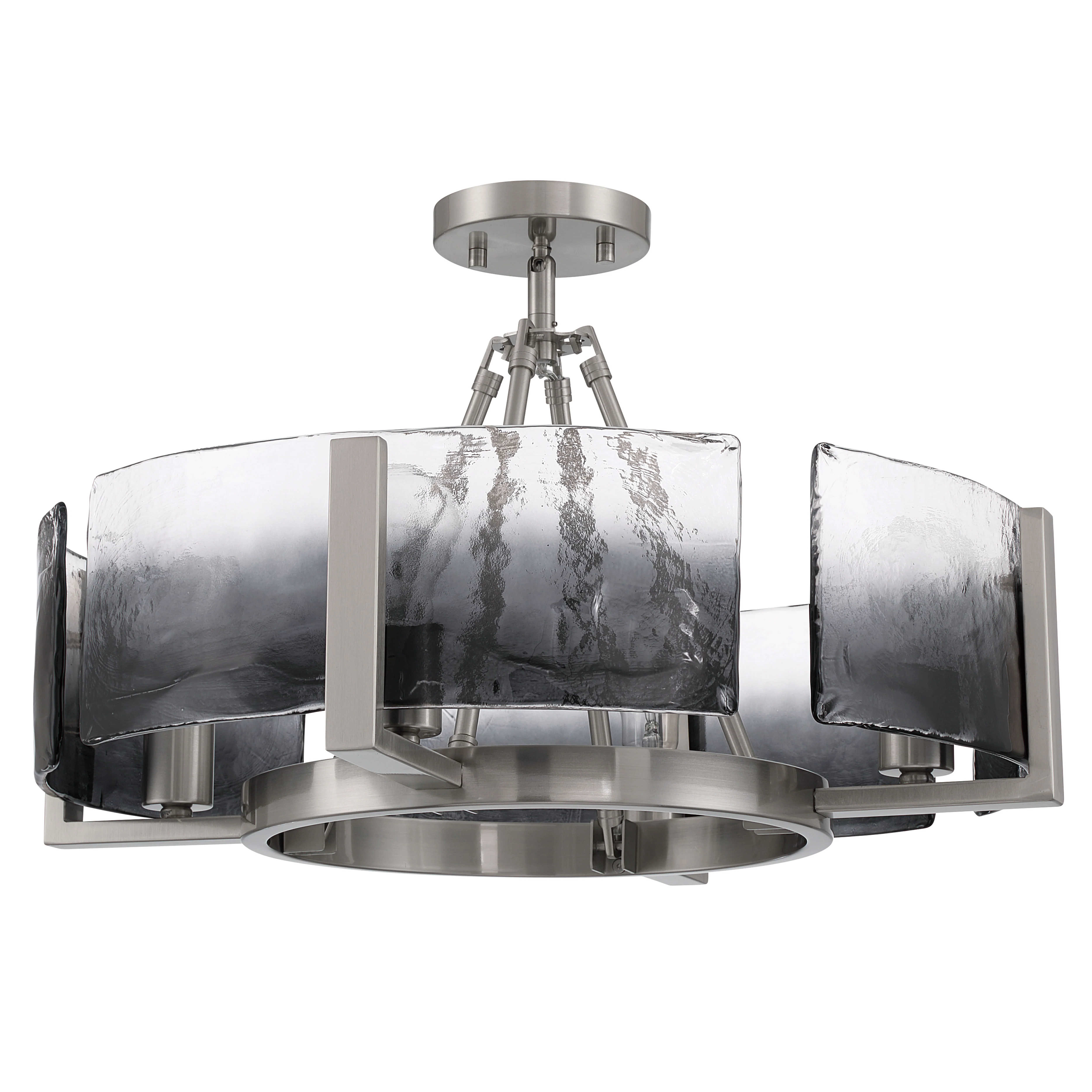 Aenon 4-light Semi-Flush Mount in Pewter with Smokey Water Glass - Image 2