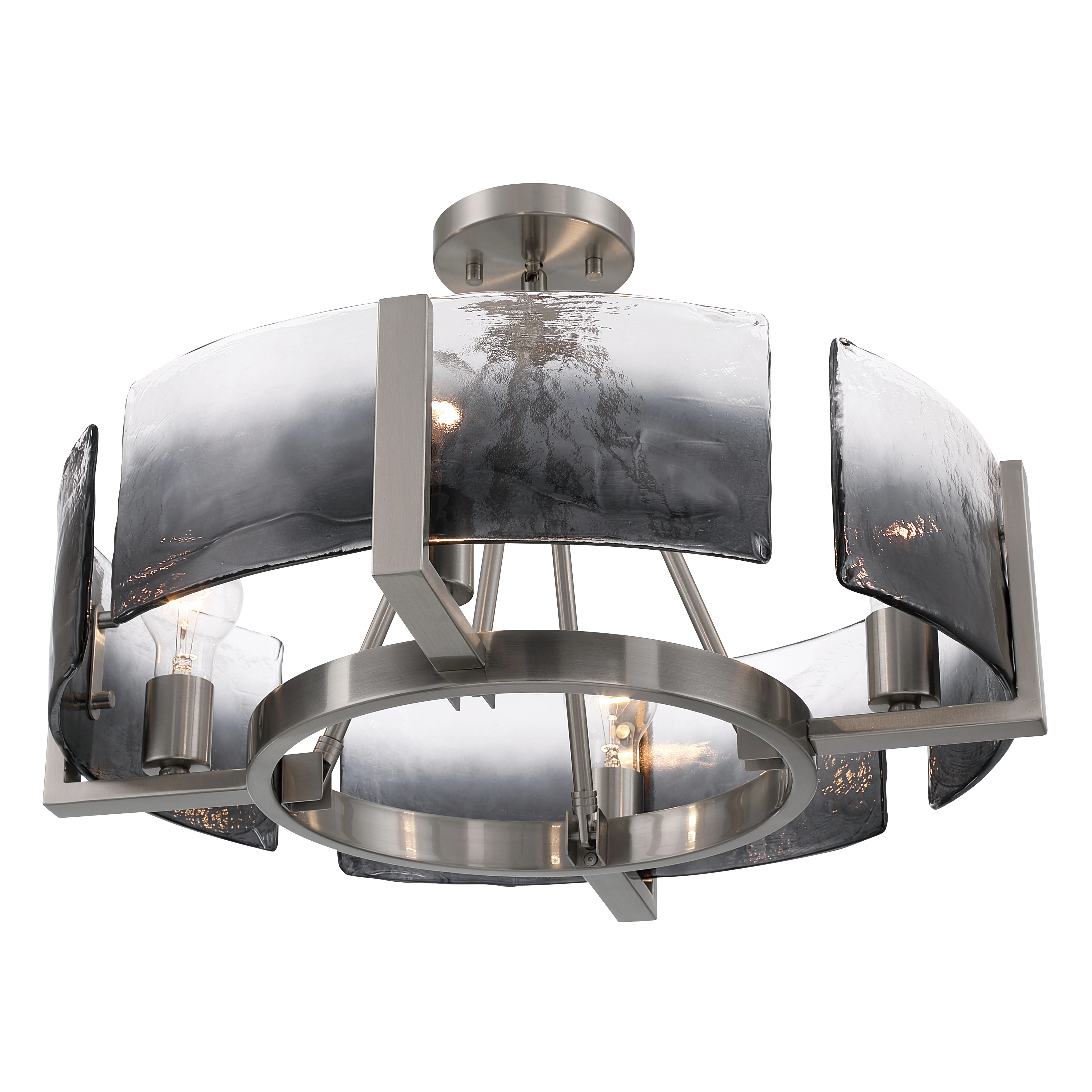 Aenon 4-light Semi-Flush Mount in Pewter with Smokey Water Glass - Image 4